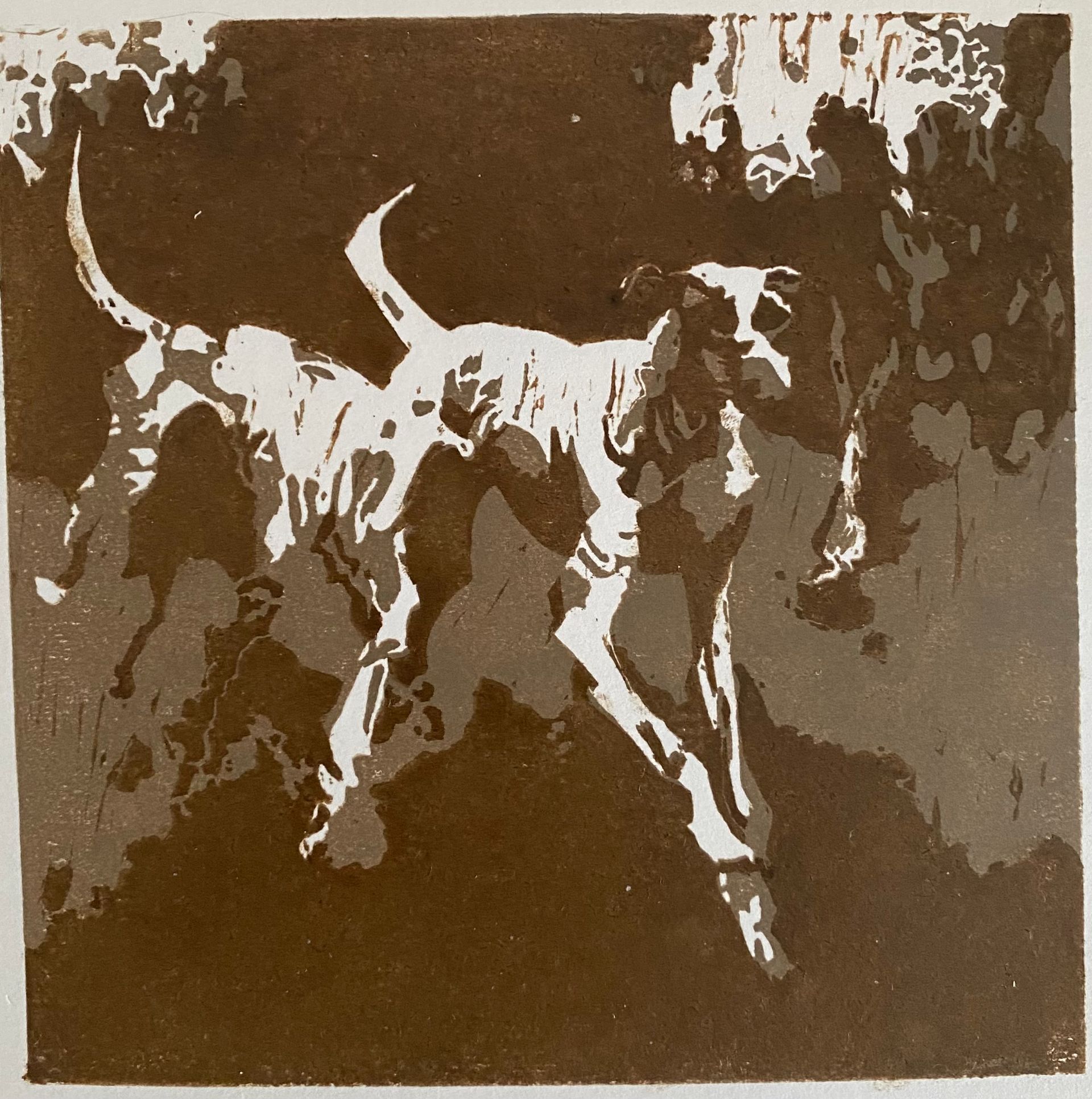 Лена Троянская (Графика печатная - 
                  30 x 30 см) Бегущие собаки (сепия)