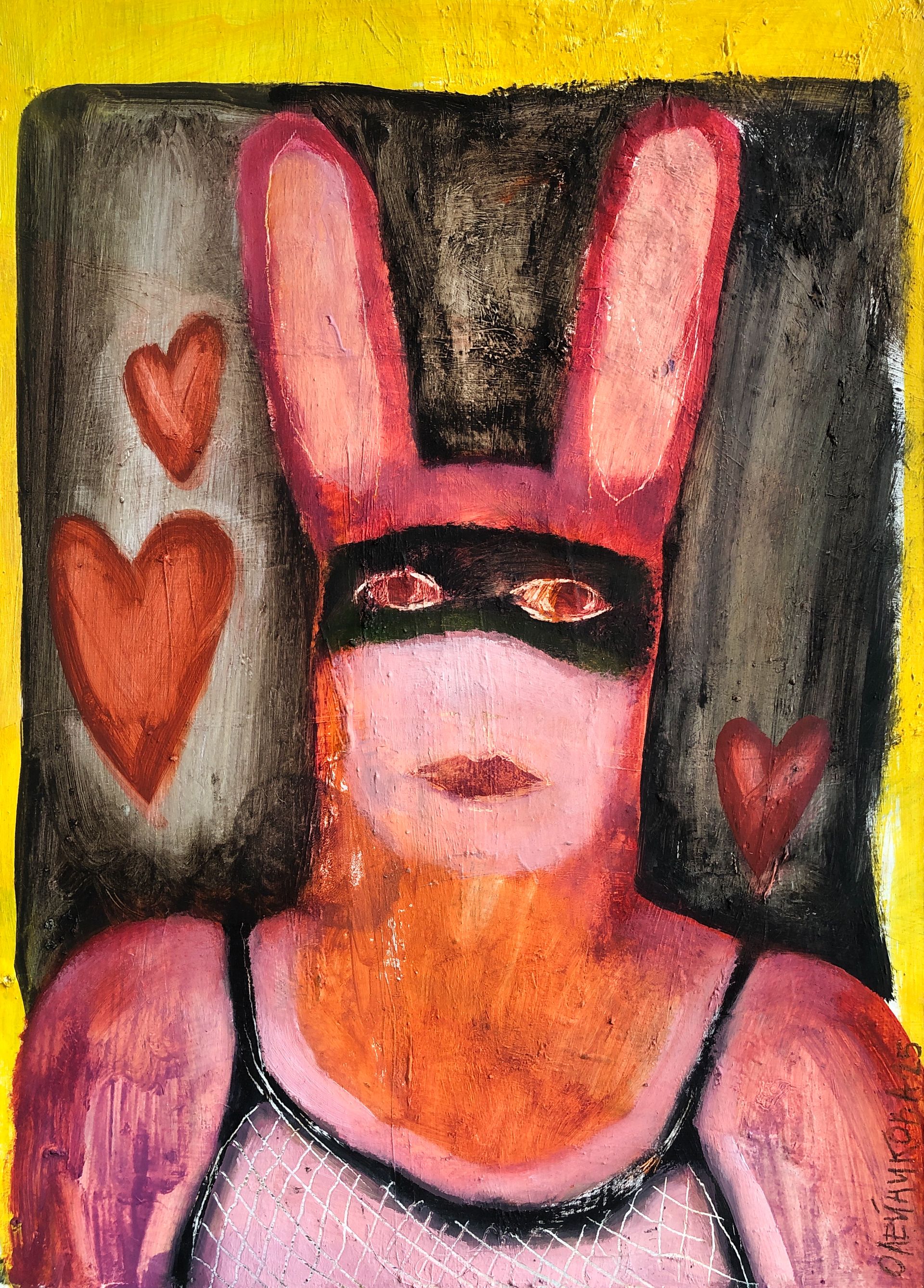 Лера Олейникова (Авторская графика - 
                  30 x 42 см) Портрет-маска. Заяц 5