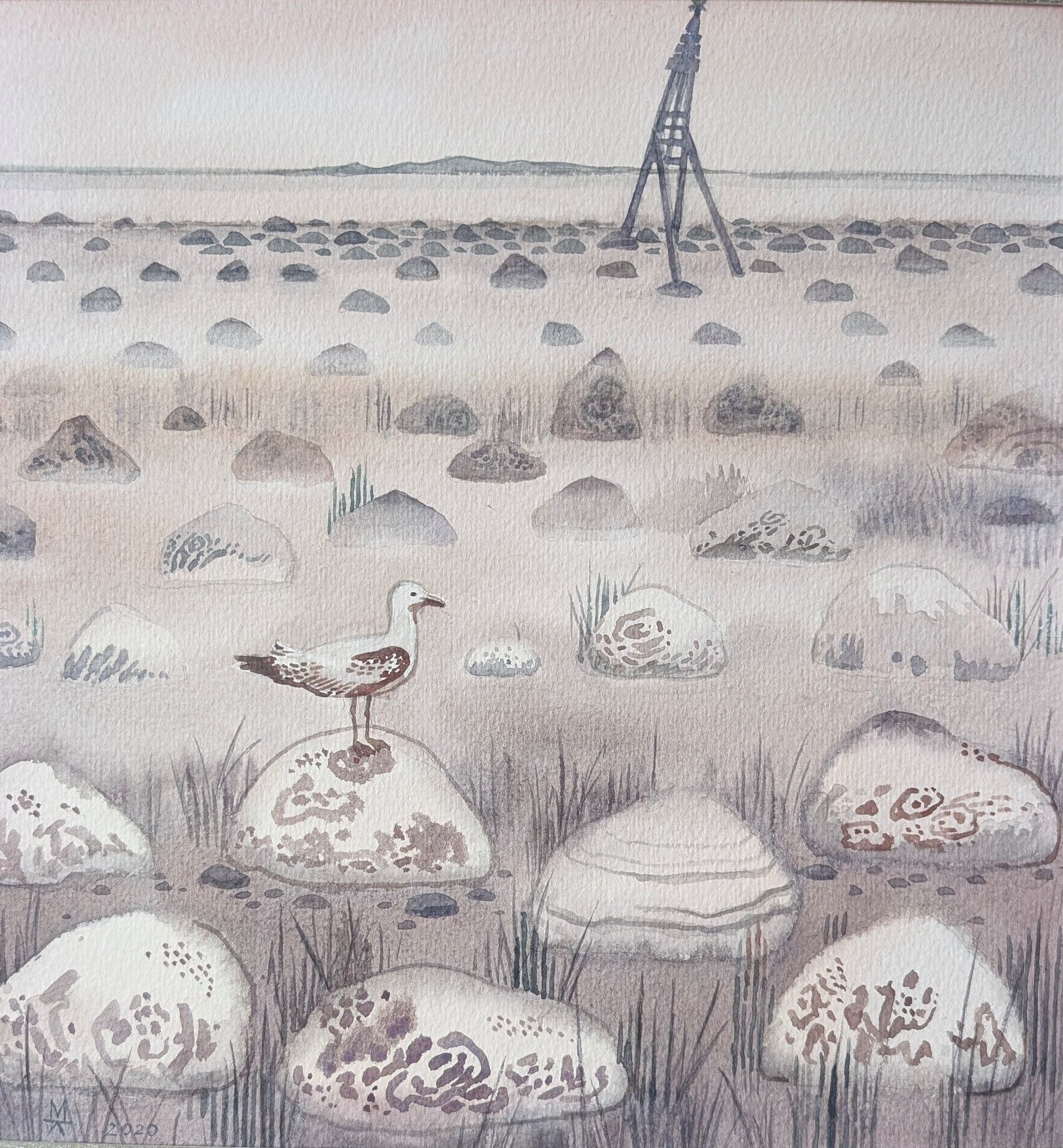 Екатерина Маланьина (Авторская графика - 
                  34 x 40 см) Камни, море, туман...