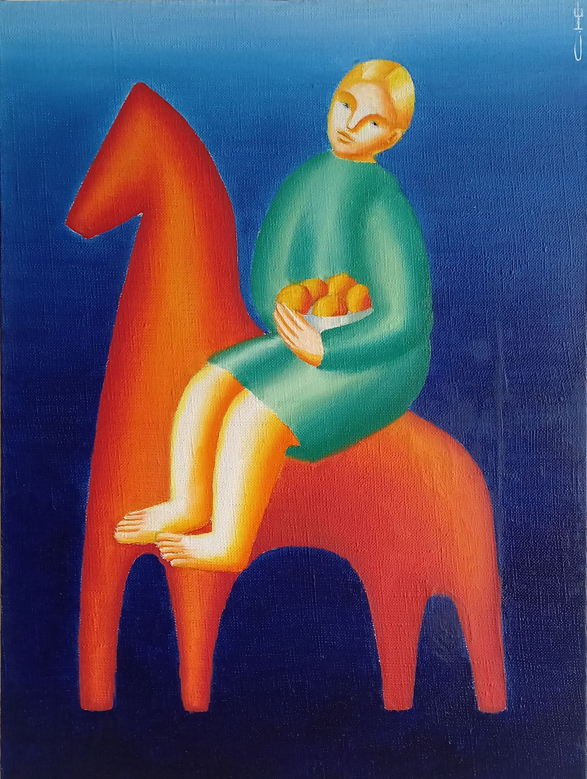 Саша Катинаускиене (Картина, живопись - 
                  30 x 40 см) На коне. С персиками