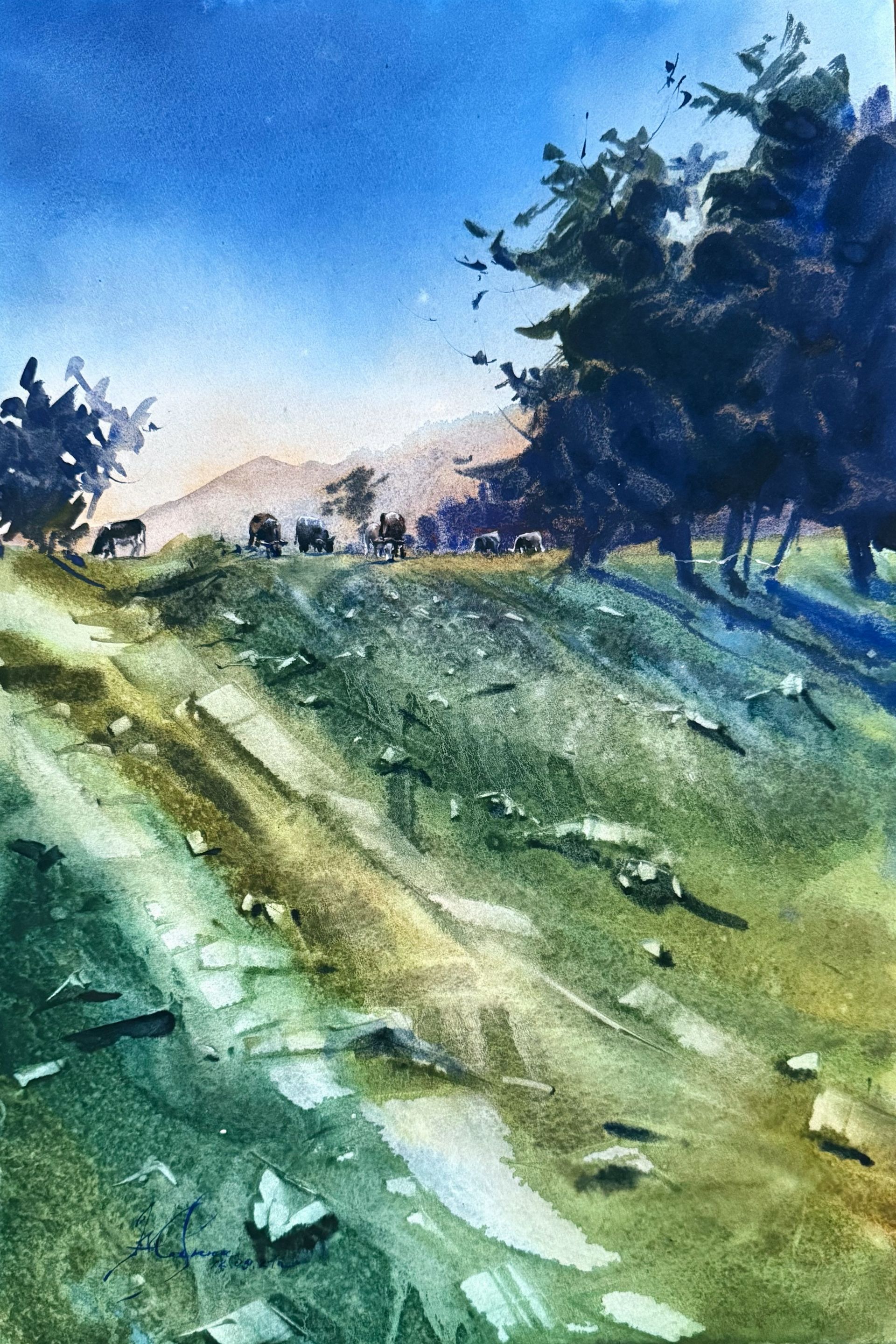 Жанна Губина (Авторская графика - 
                  30 x 45 см) Вечереет