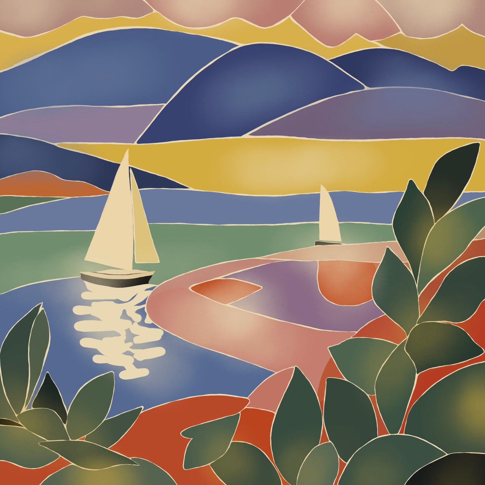Нина Цориева (Картина, живопись - 
                  70 x 70 см) Морской пейзаж