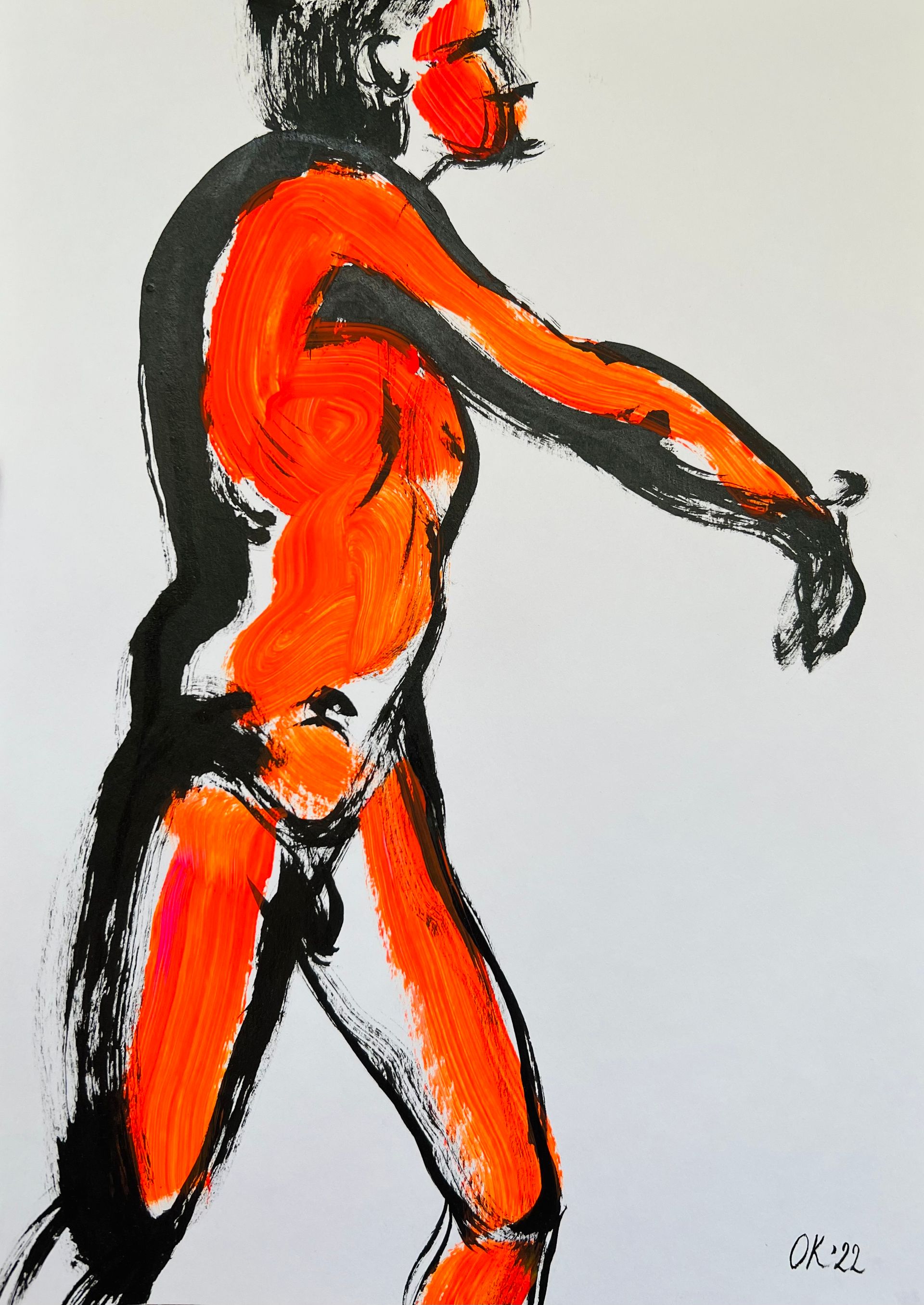 Ольга Кожевникова (Авторская графика - 
                  20.8 x 29.5 см) nude man 7