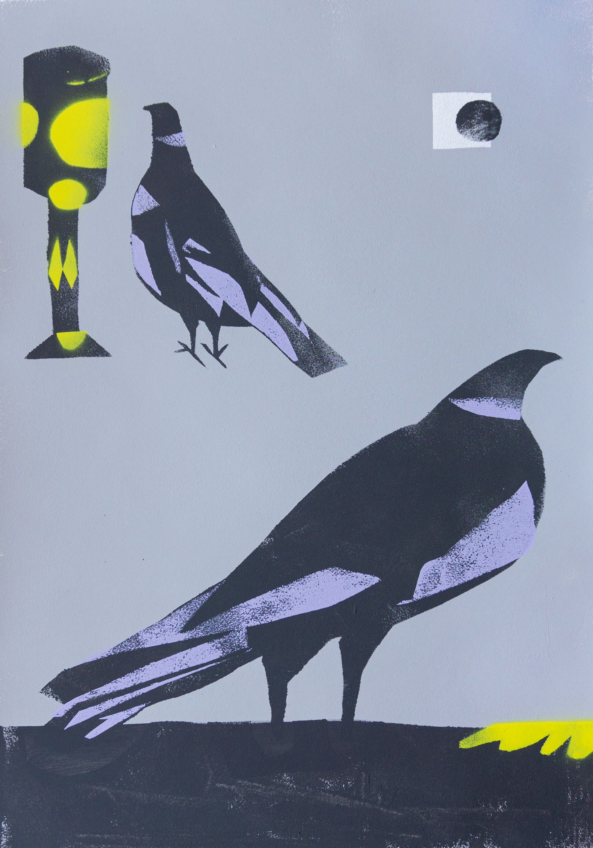 Александр Бирук (Графика печатная - 
                  30 x 42 см) Чаша и птицы