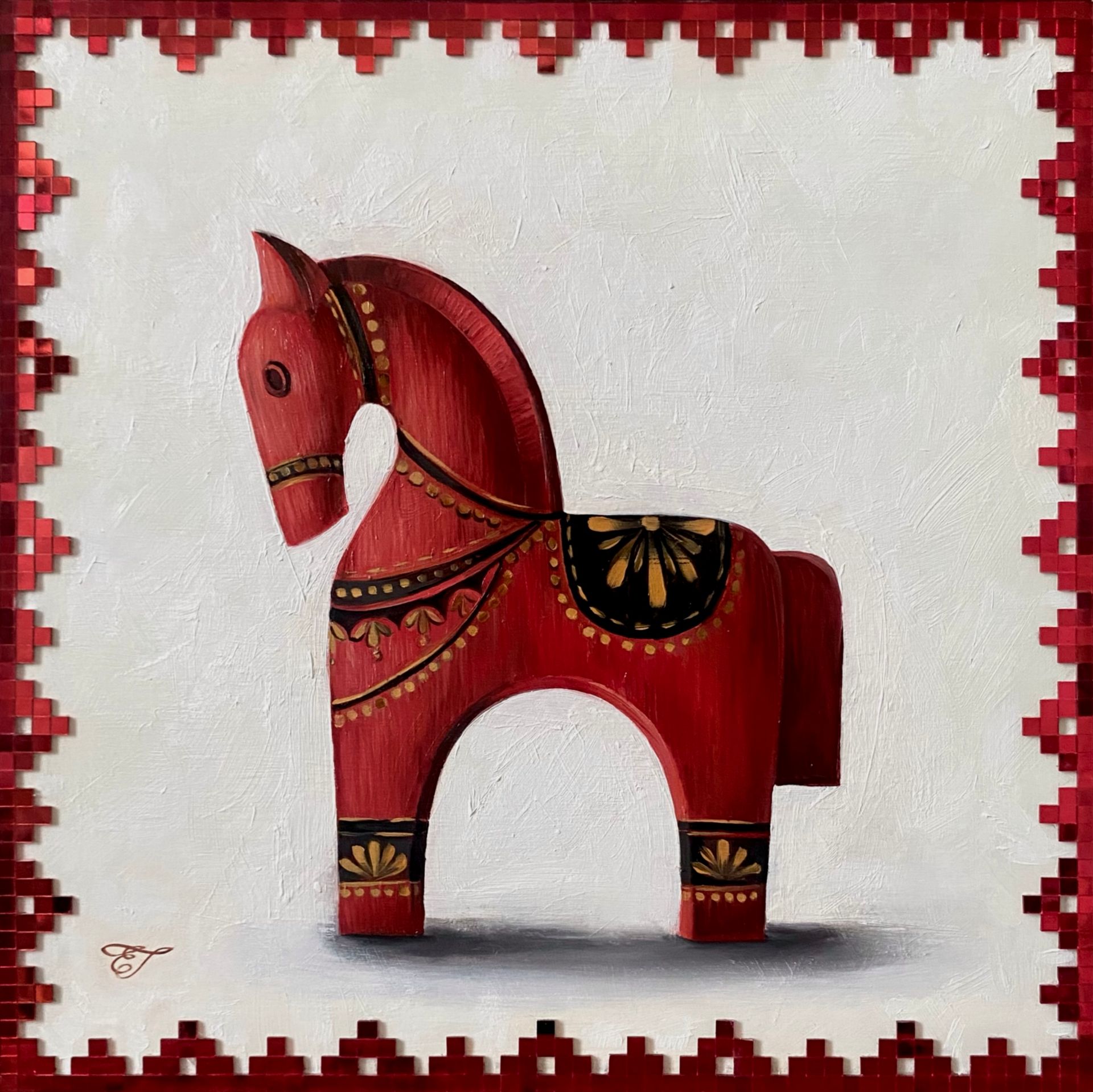 Евгения Горбунова (Картина, живопись - 
                  30 x 30 см) Красный конь