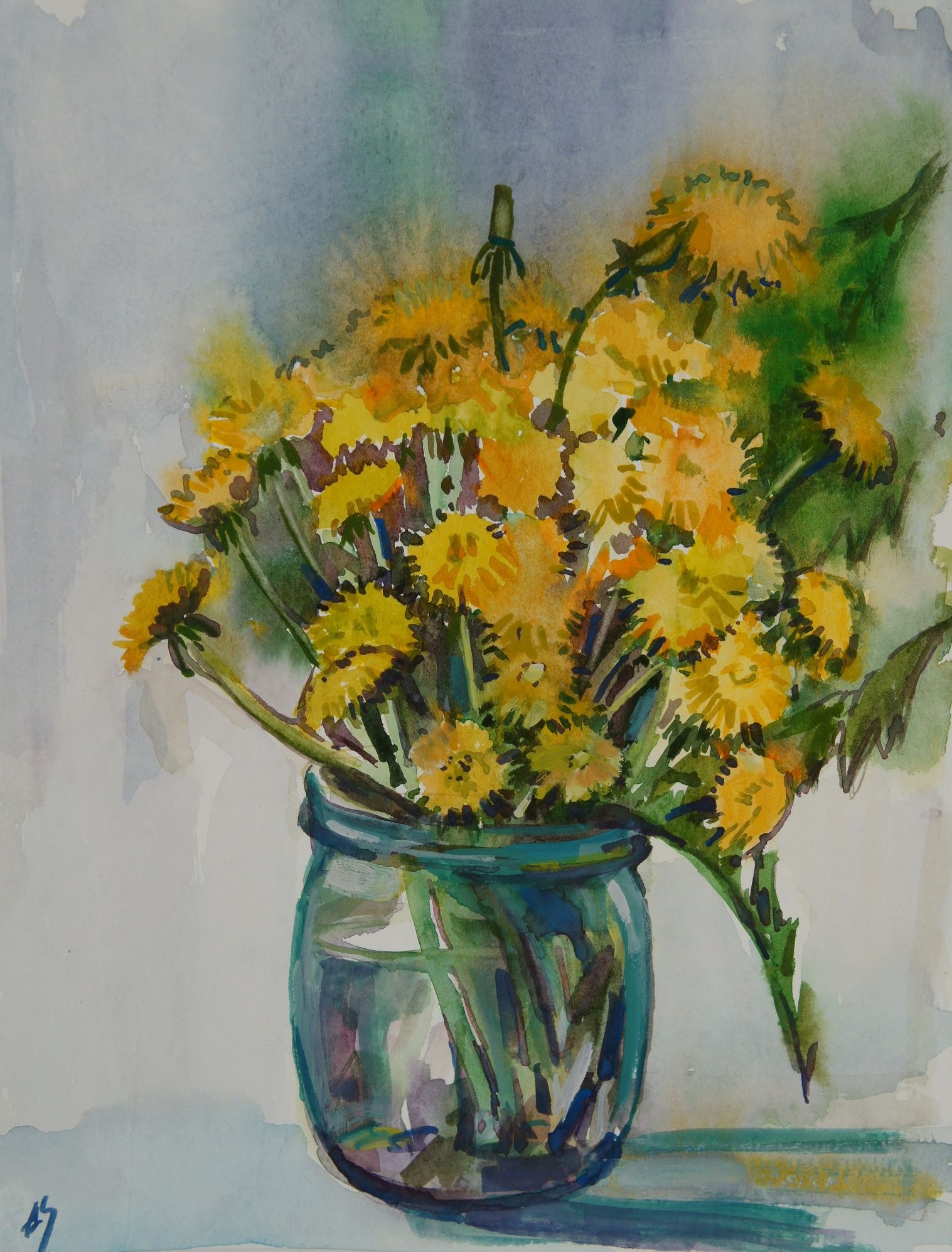 Елена Санина (Авторская графика - 
                  24 x 32 см) Желтый букет