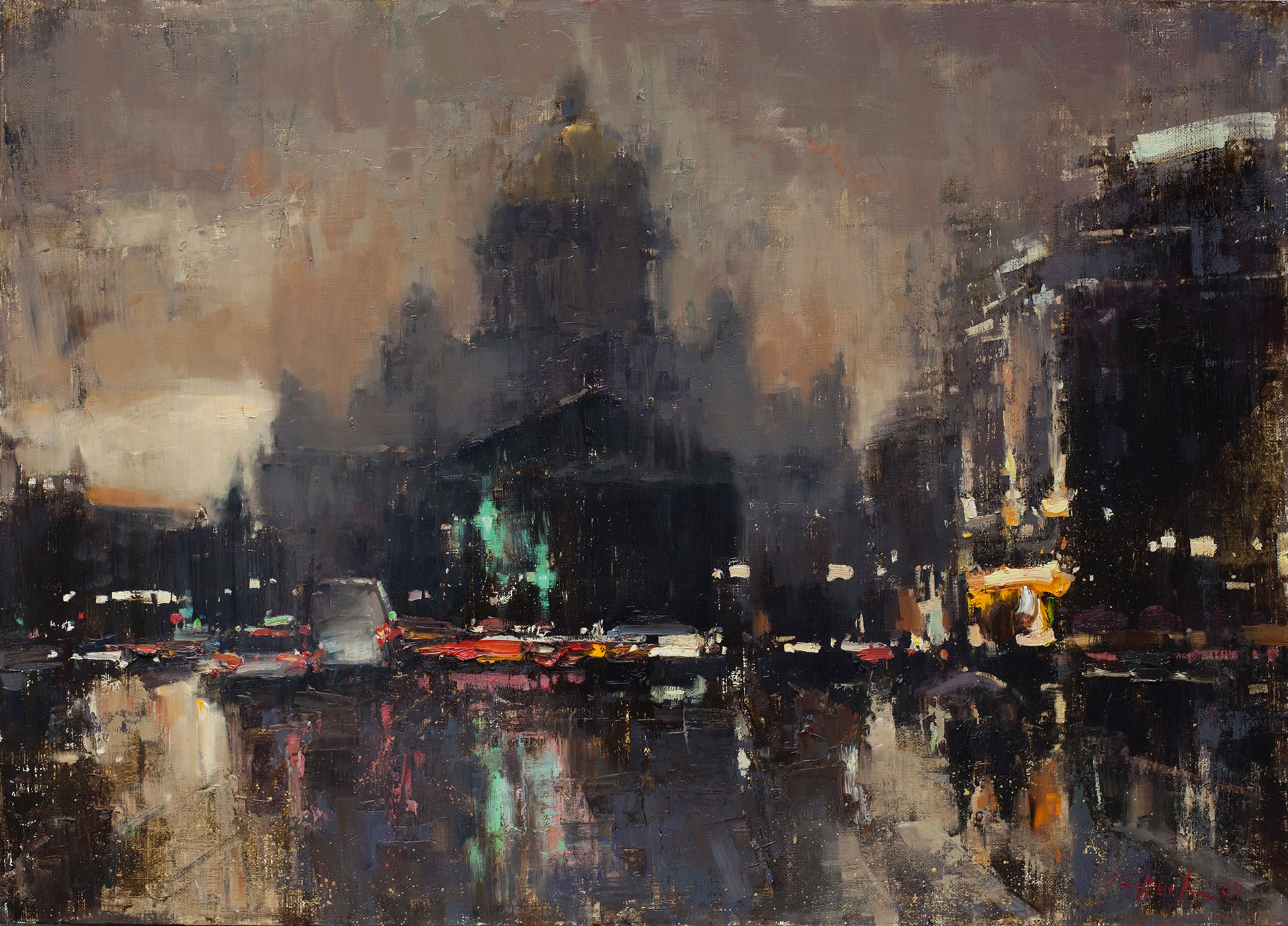 Евгений Бурцев (Картина, живопись - 
                  70 x 50 см) Осенний дождь