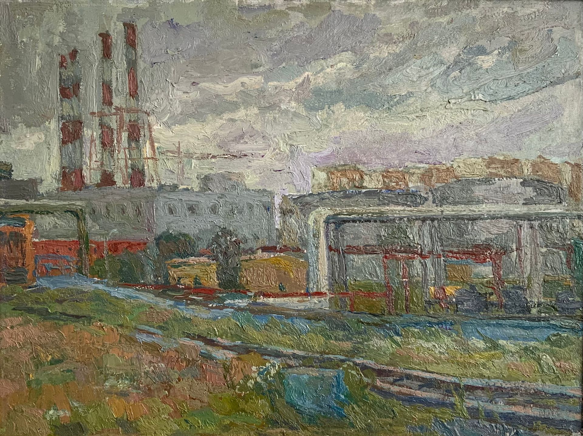 Елизавета Тульчинская (Картина, живопись - 
                  42 x 32 см) Индустриальный пейзаж