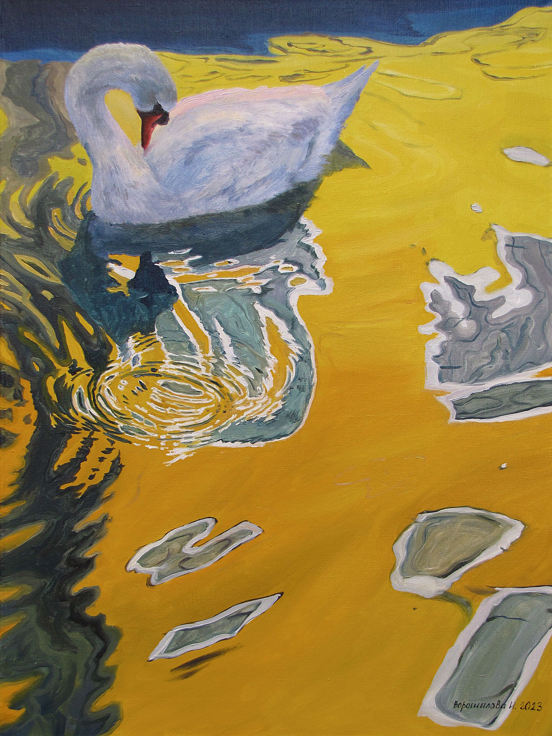 Наталия Ворошилова (Картина, живопись - 
                  60 x 80 см) Отражение. Лебедь