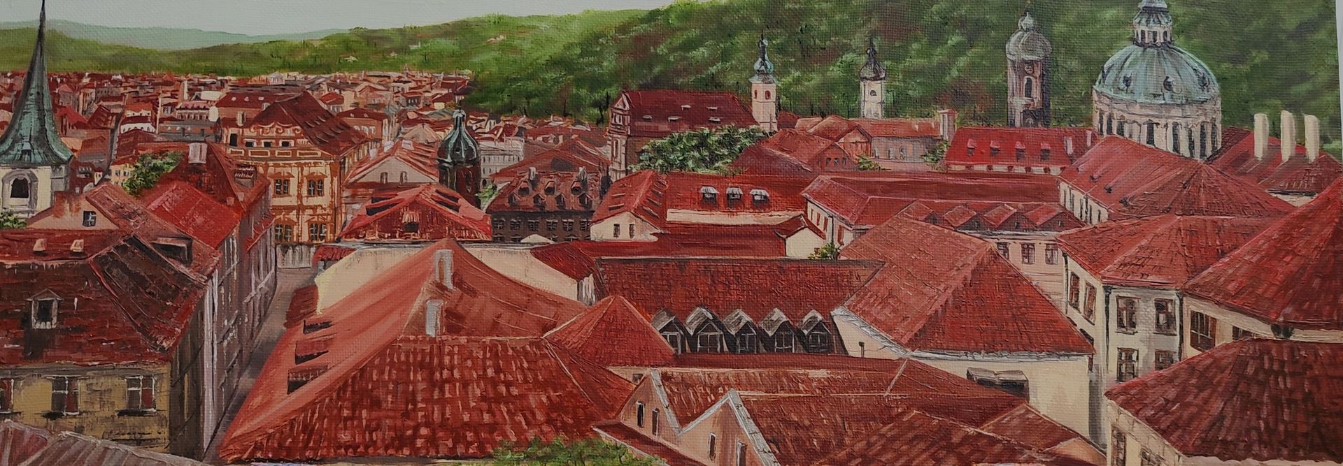 Мила Bezú (Картина, живопись - 
                  70 x 25 см) Крыши старого города