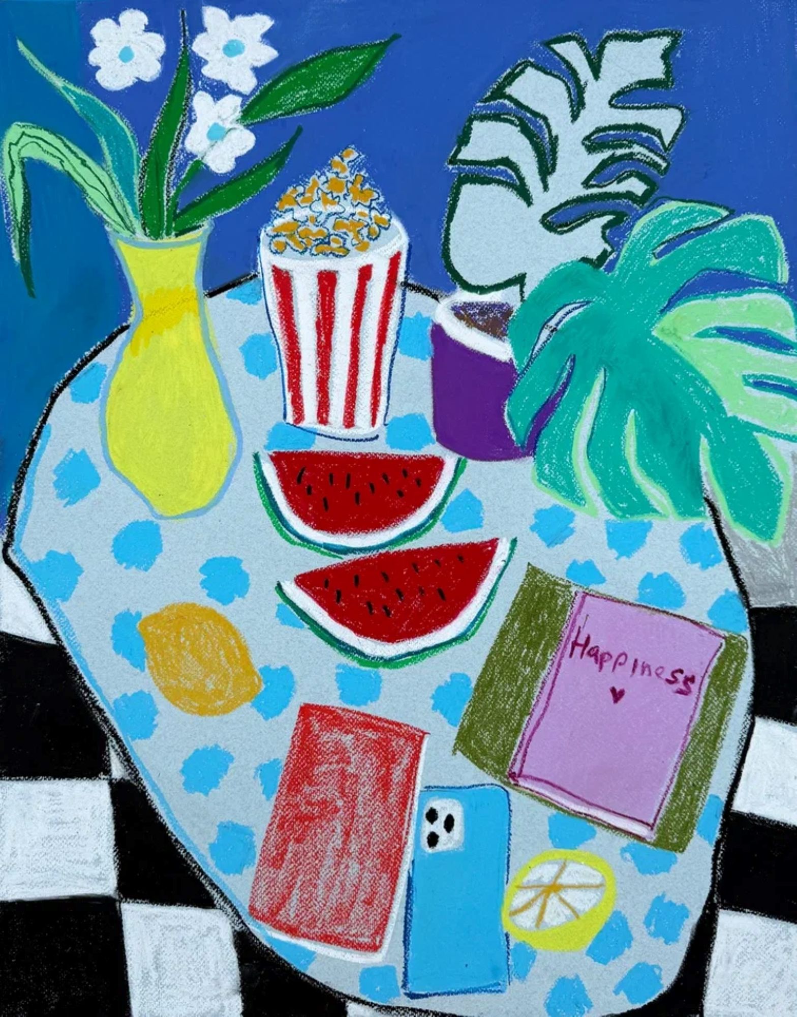 Саша Робинсон (Авторская графика - 
                  50 x 65 см) Мгновения лета на тихом столе