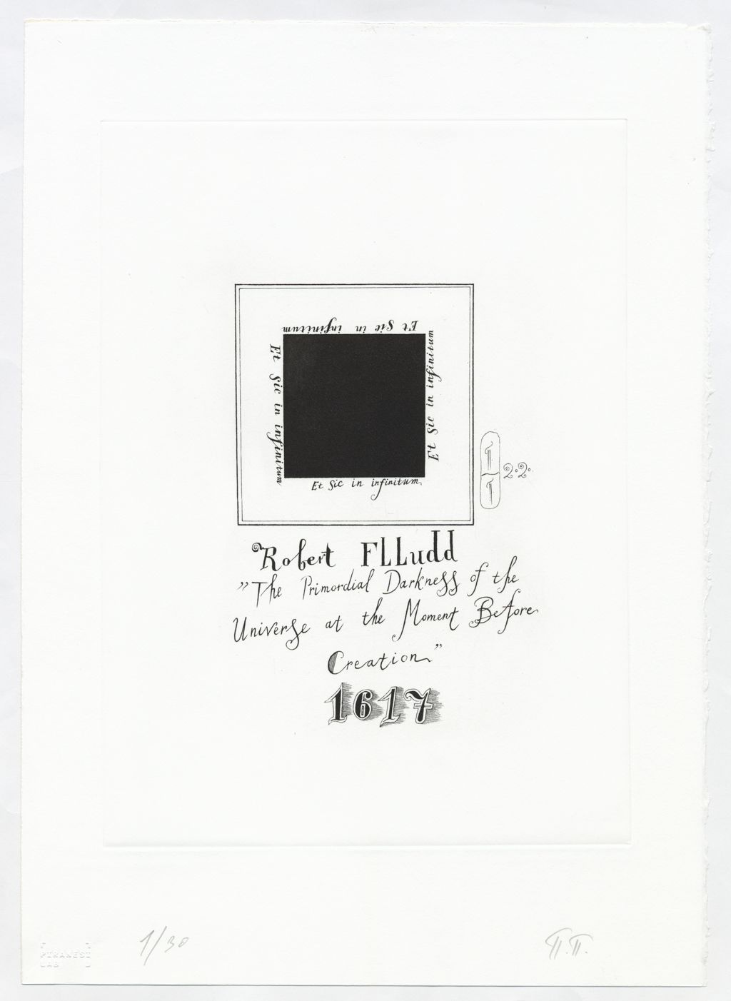 Павел Пепперштейн (Графика печатная - 
                  35 x 50 см) Черный квадрат Роберта Фладда I