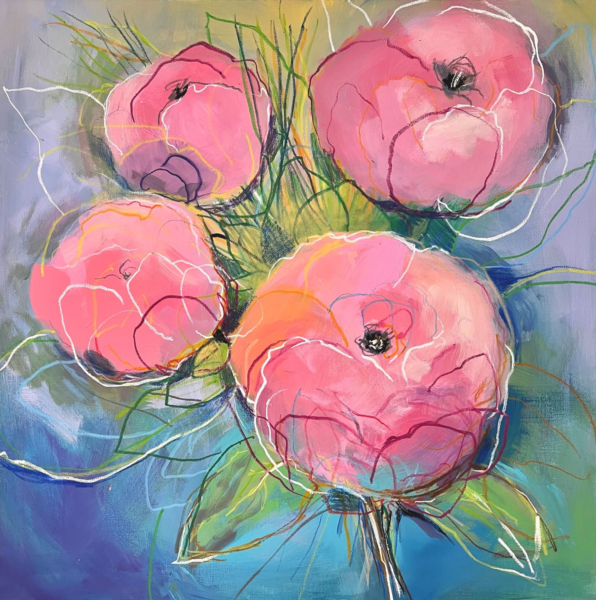 Анна Ганина (Картина, живопись - 
                  100 x 100 см) Flower heart