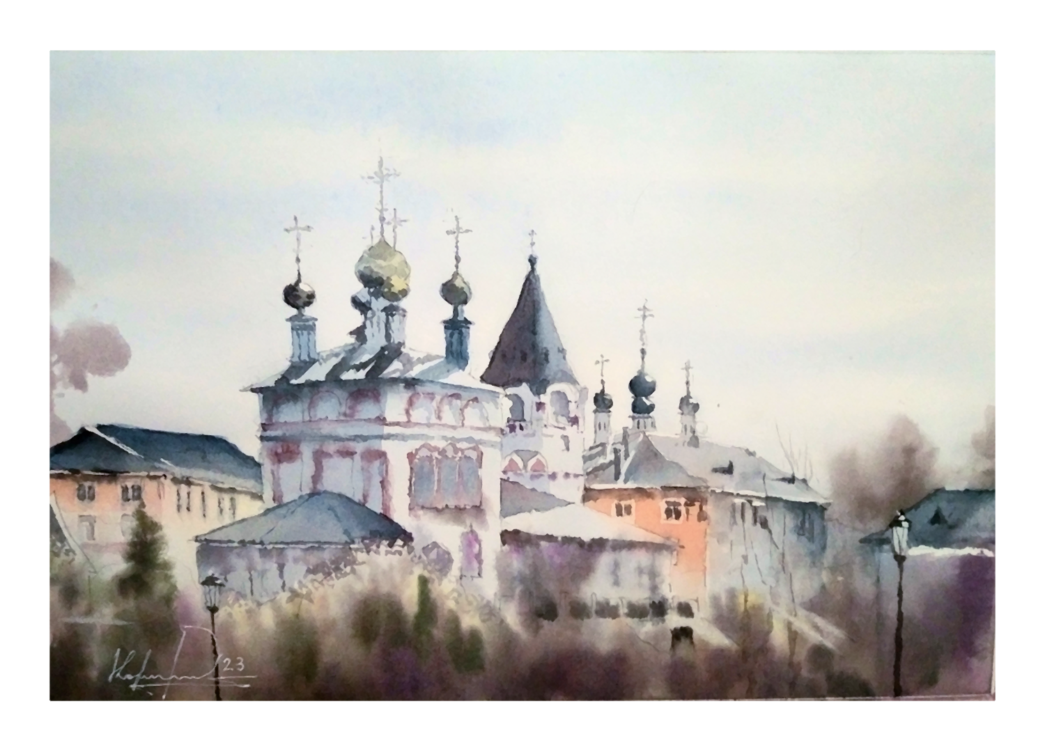 Александр Кормилицын (Авторская графика - 
                  39 x 27 см) Богоявленская церковь в Соликамске