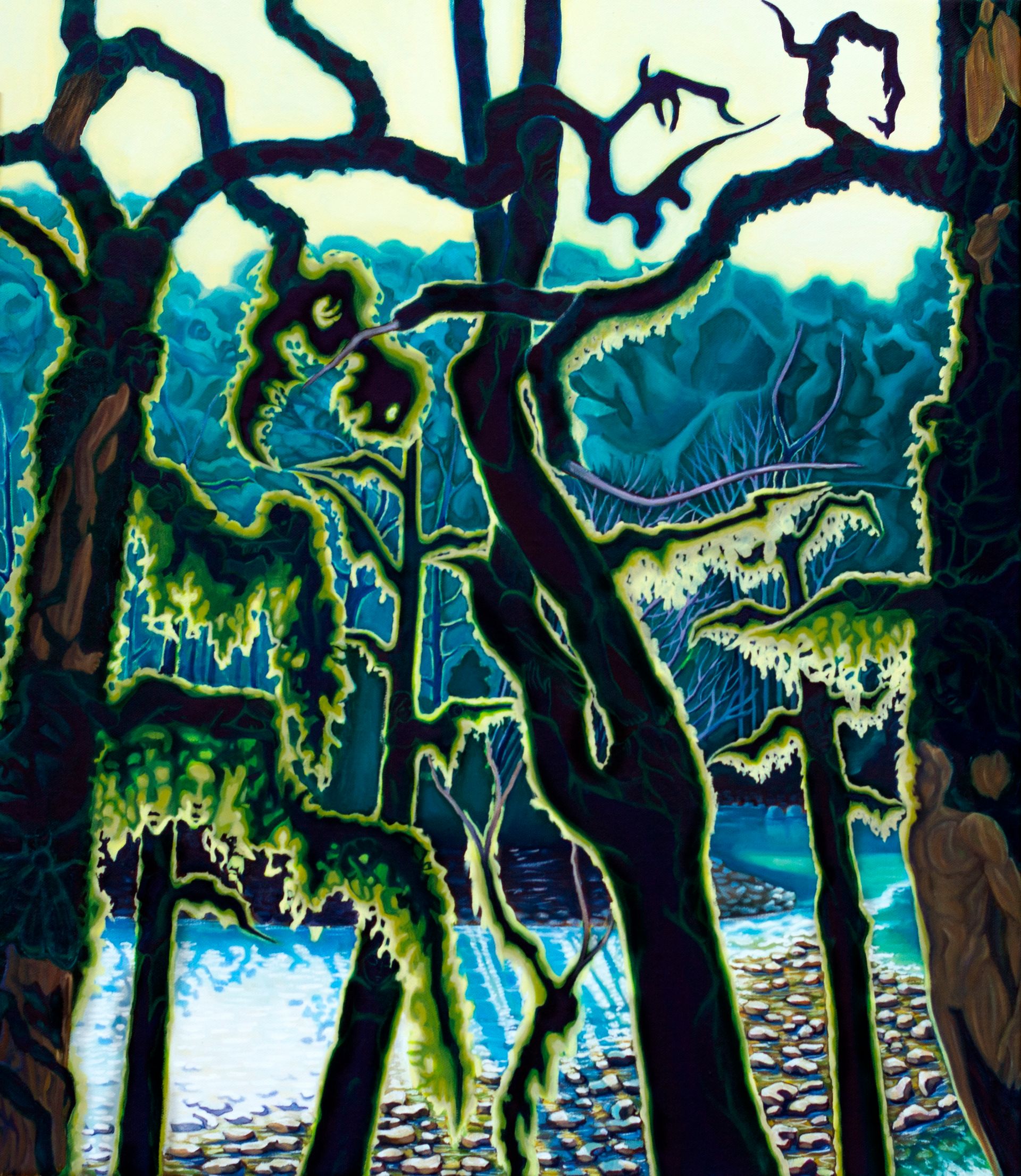 Елена Зима (Картина, живопись - 
                  60 x 70 см) Самшиты. Железное дерево в саване из мха