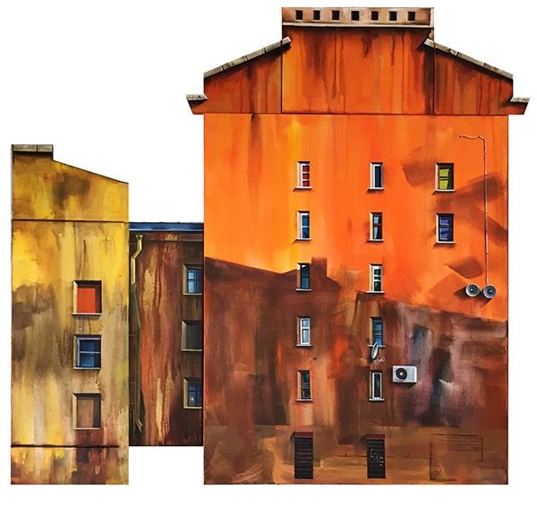 Динара Хёртнагль (Картина, живопись - 
                  140 x 120 см) Оранжевый дом