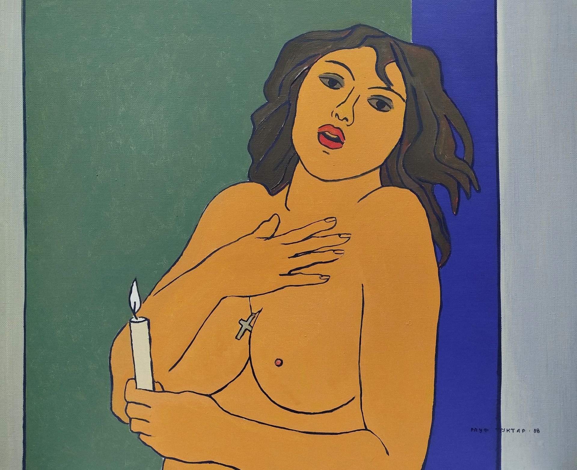 Рауф Туктар (Картина, живопись - 
                  61 x 50 см) Обнаженная со свечей