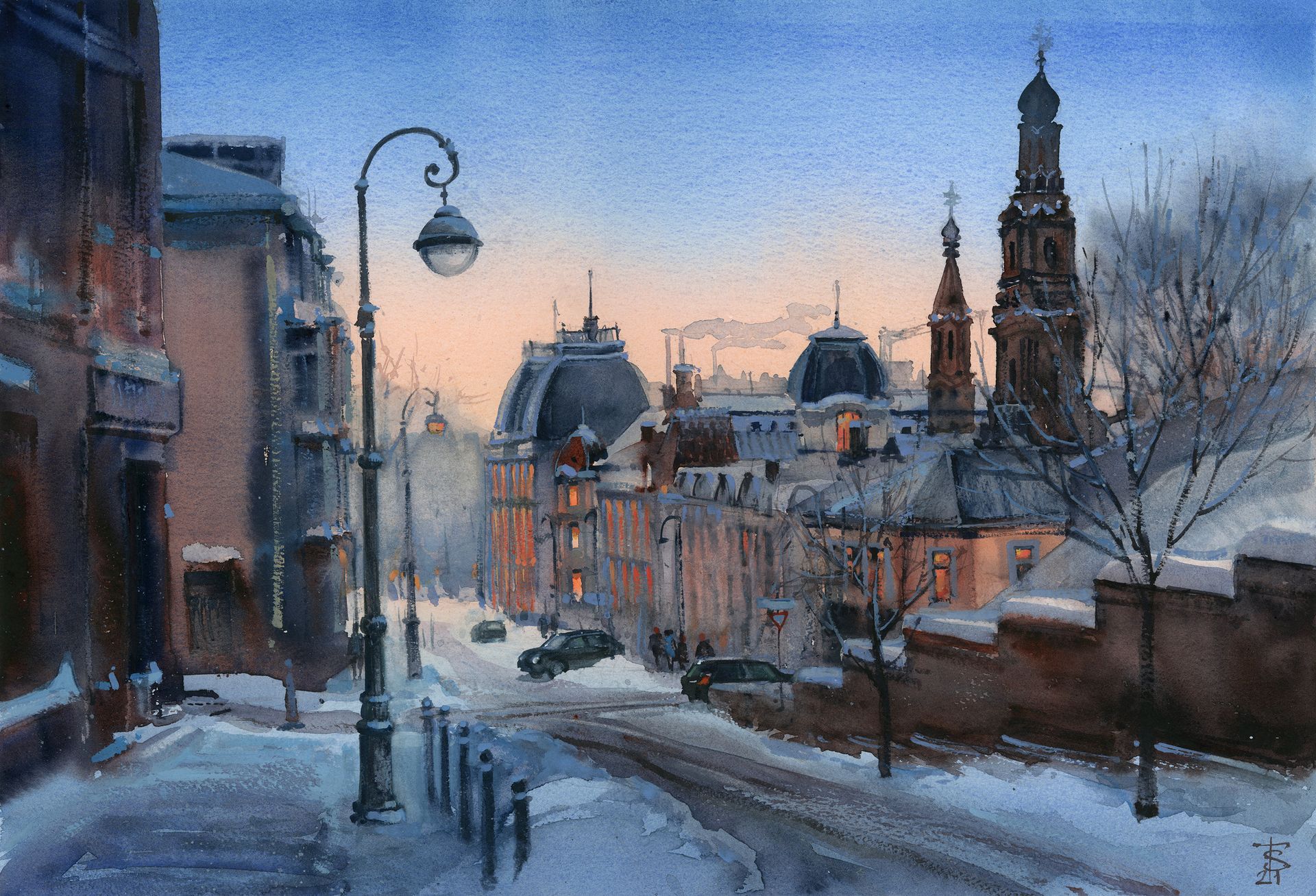 Виктория Севастьянова (Авторская графика - 
                  56 x 38 см) Снежная зима
