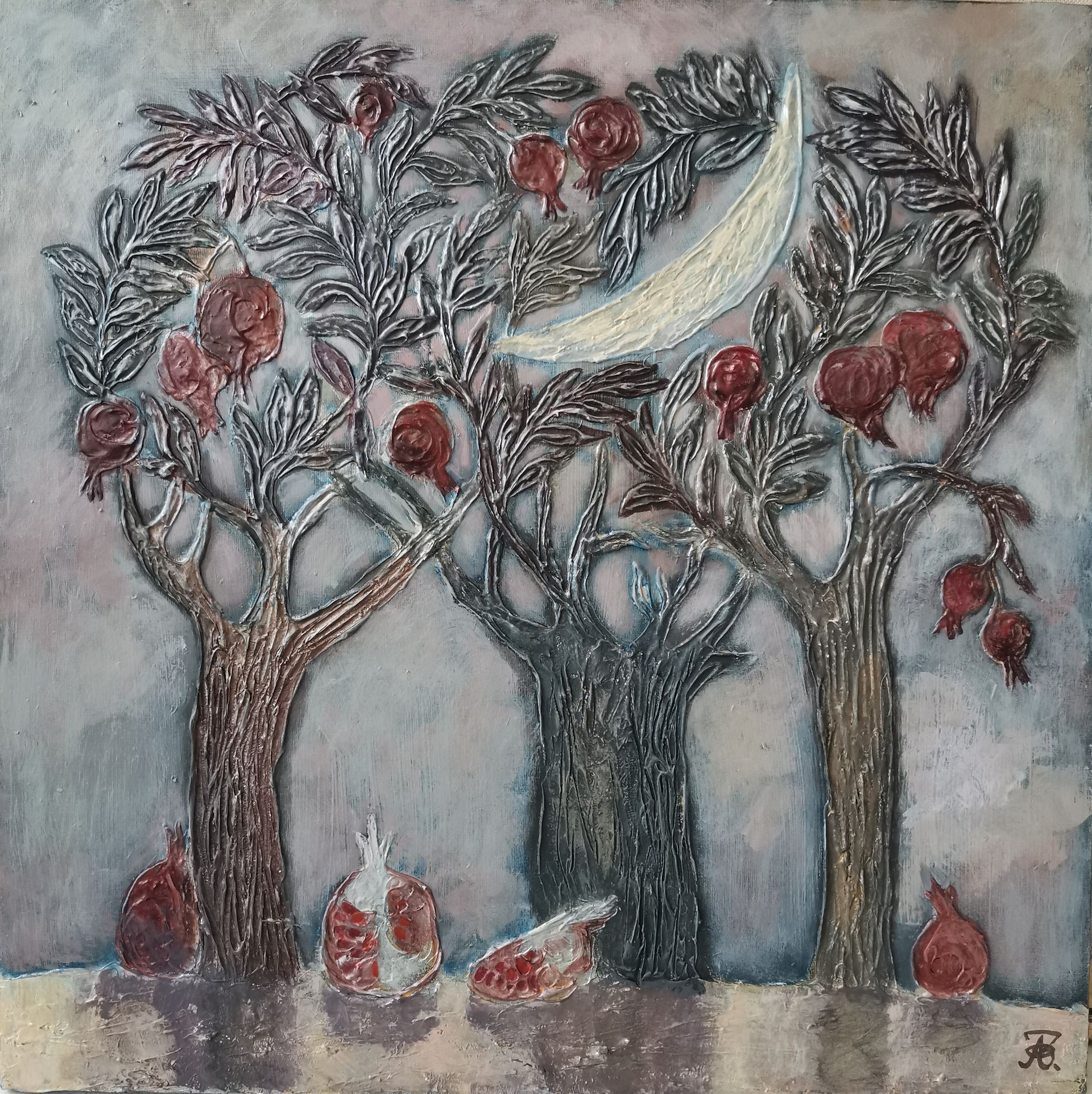 Зарина Абисалова (Картина, живопись - 
                  50 x 50 см) Гранатовый сон