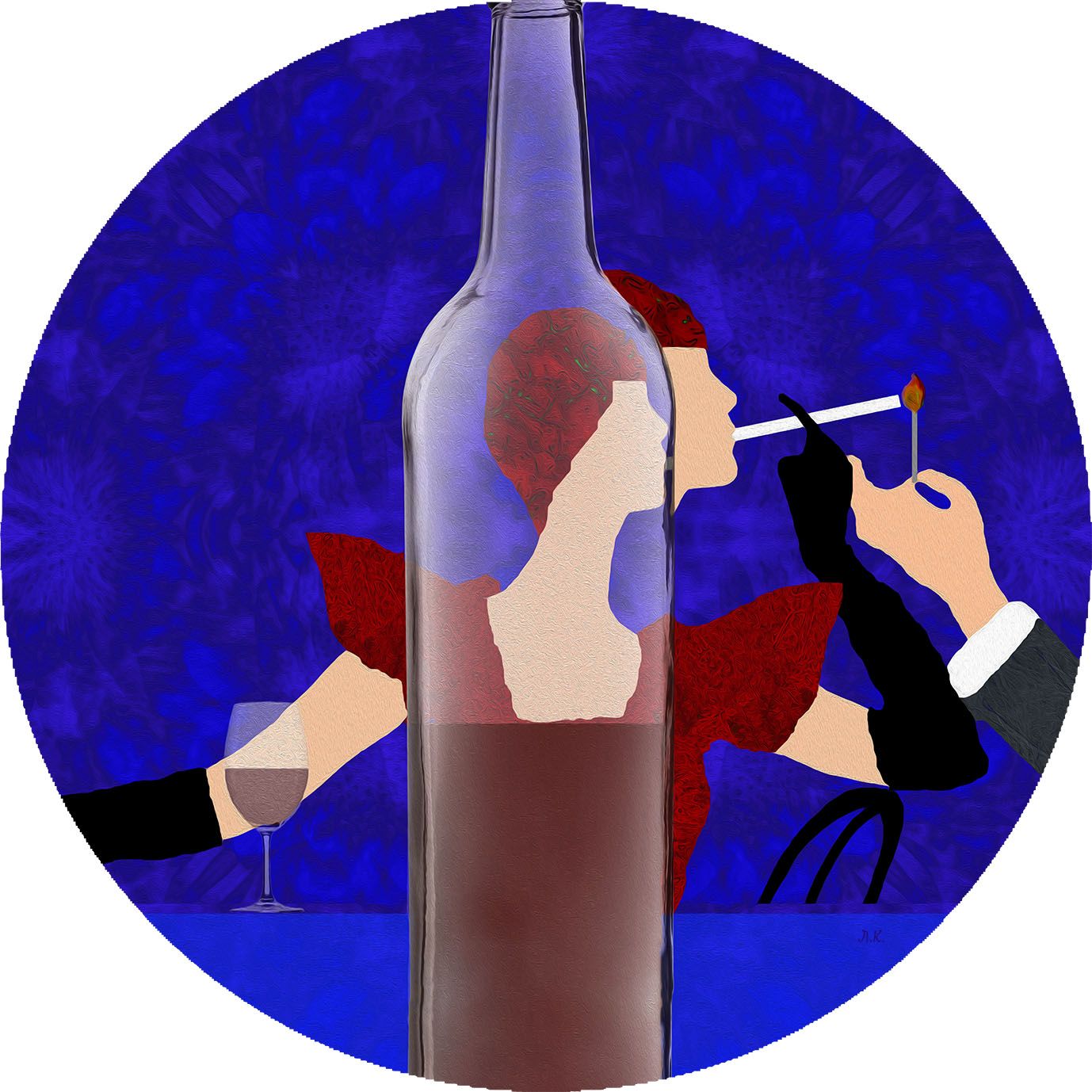 Лариса Корж (Графика цифровая (принты) - 
                  30 x 30 см) Бокал вина