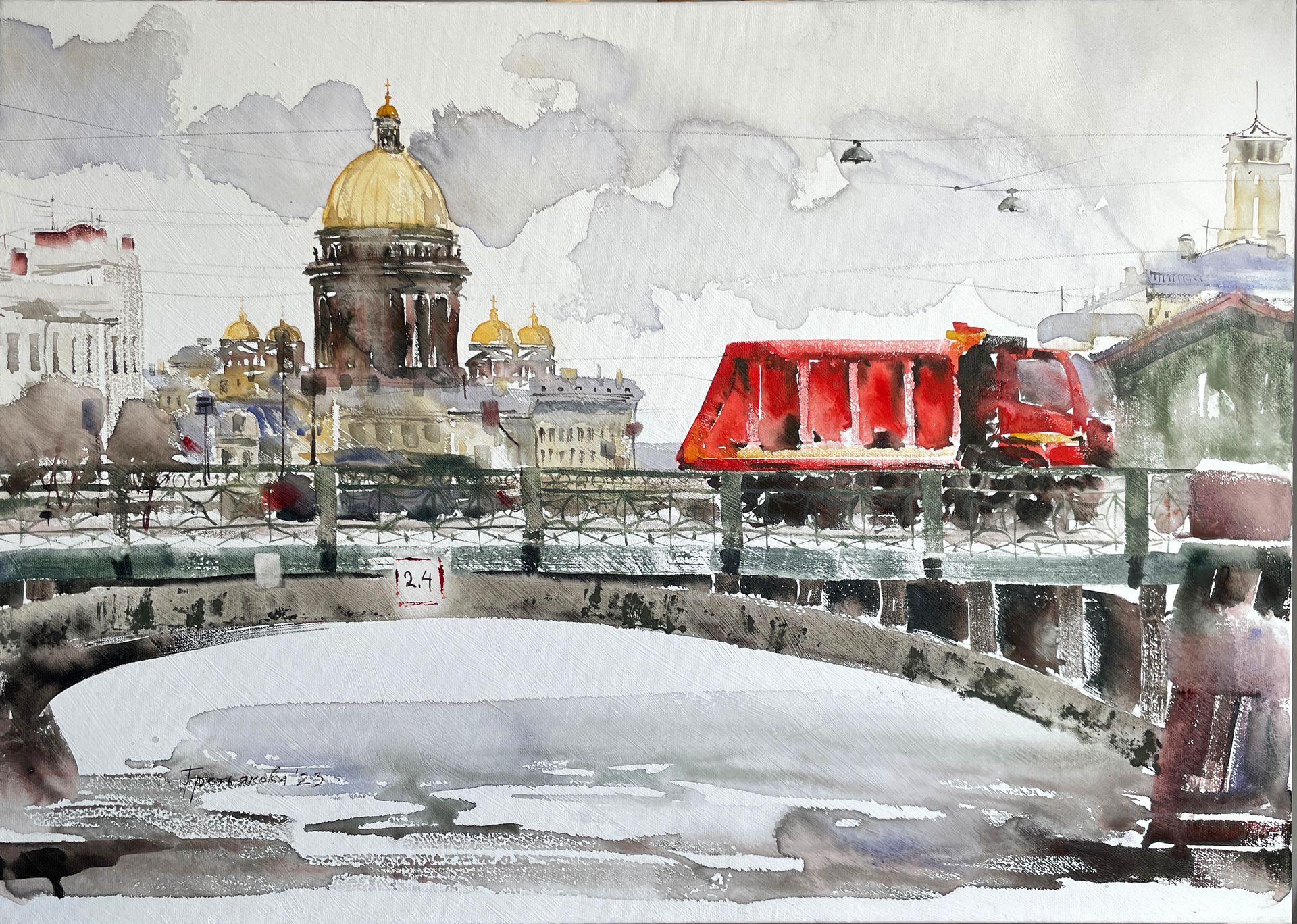 Юлия Третьякова (Картина, живопись - 
                  70 x 50 см) Красная машина
