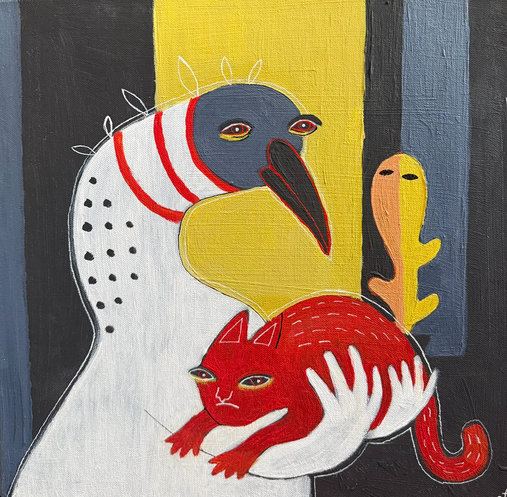 Марина Стараканами (Картина, живопись - 
                  40 x 40 см) Купание красного кота