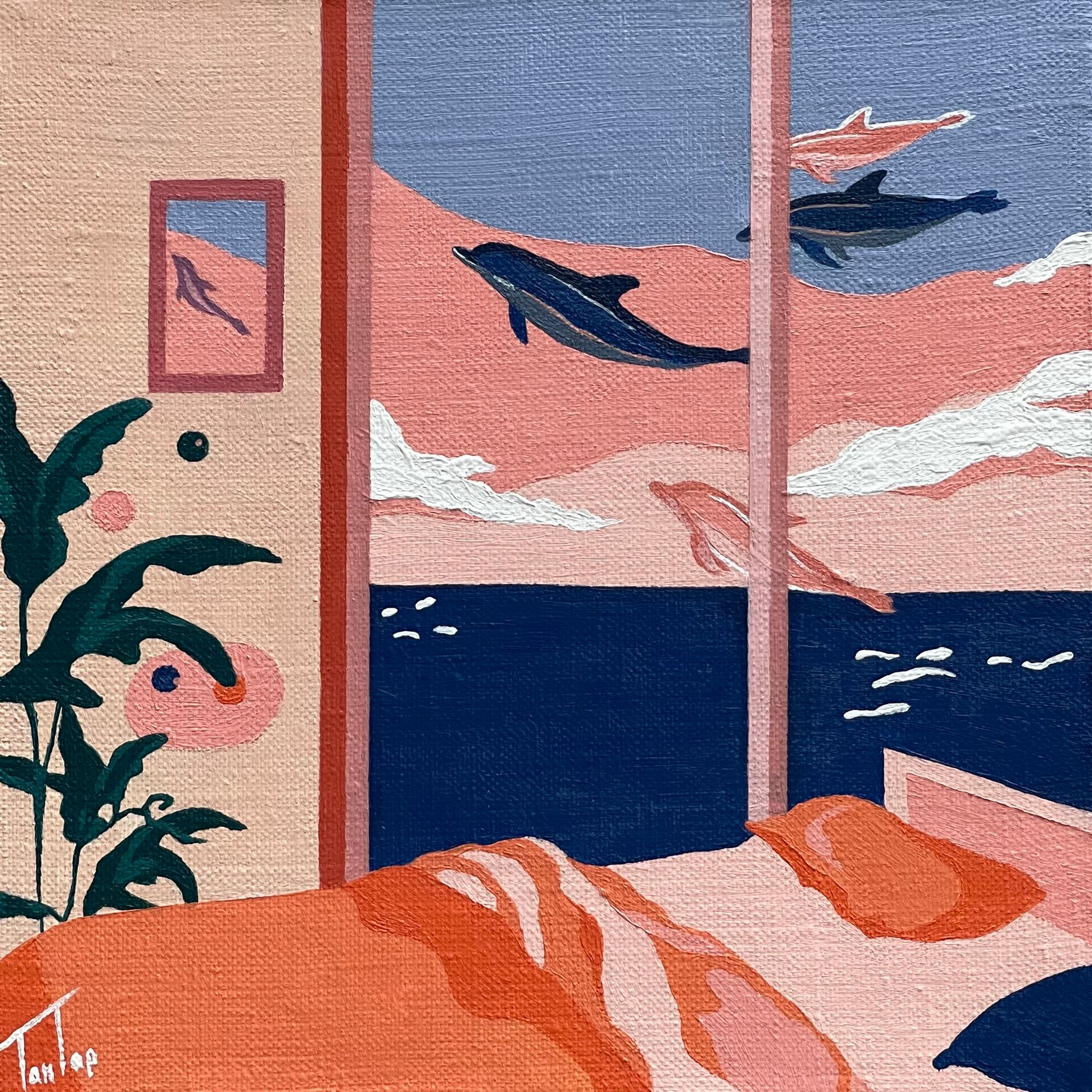 Таня Тапиоко (Картина, живопись - 
                  20 x 20 см) За окном