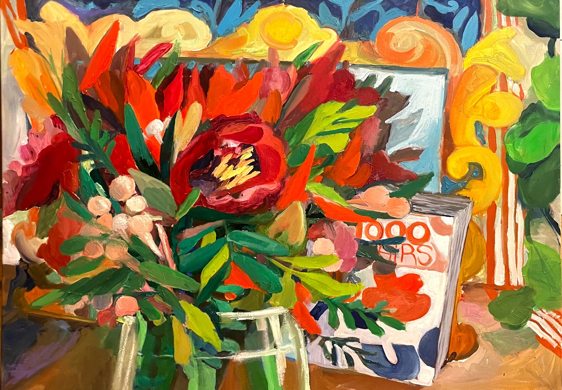 Валерия Зимятова (Картина, живопись - 
                  80 x 60 см) Красные пионы и книга
