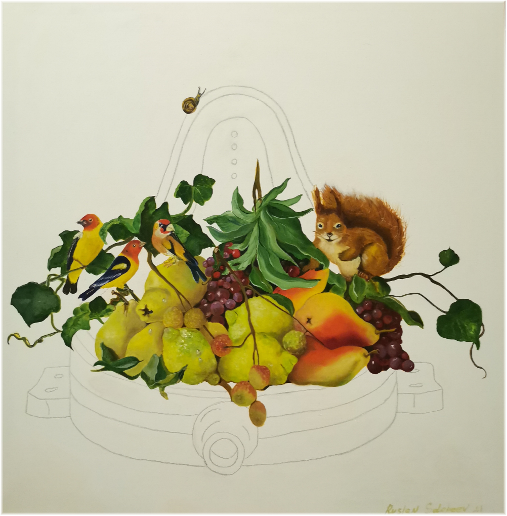 Ruslan Solopeev (Картина, живопись - 
                  100 x 100 см) Дюшан и Урожай