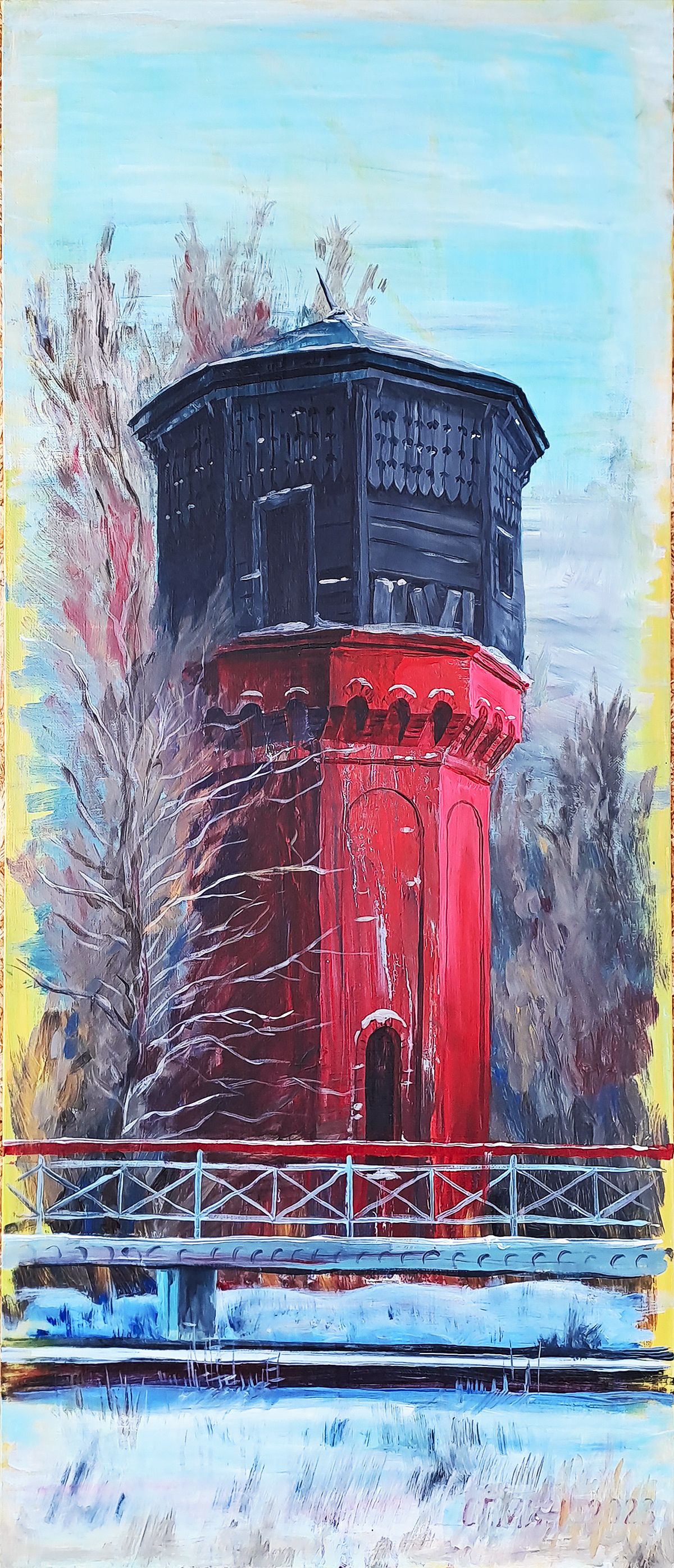 Семён Сомин (Картина, живопись - 
                  60 x 140 см) Водонапорка