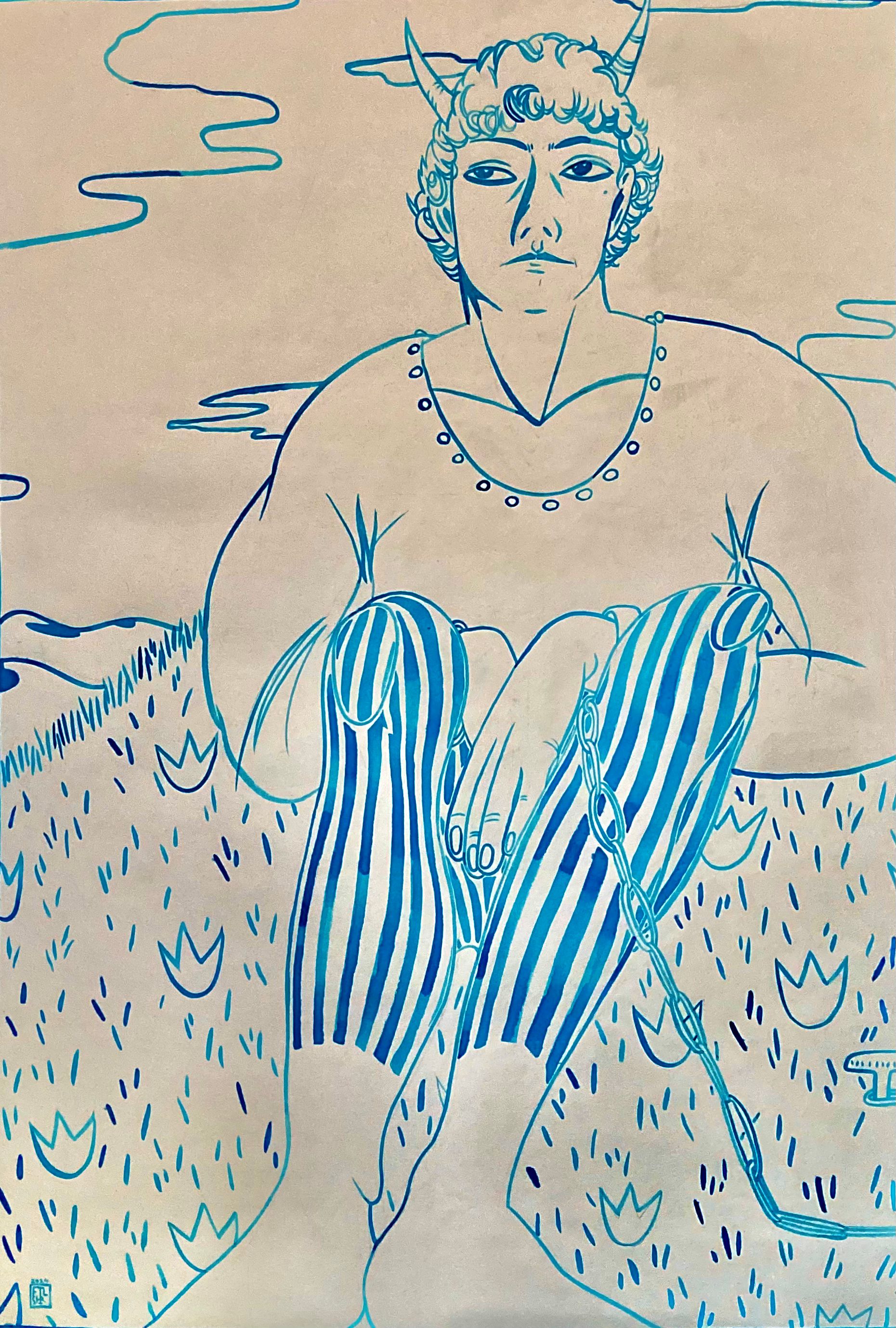 Анна Филиппова-Широкая (Авторская графика - 
                  59.4 x 84.1 см) Демон на холме
