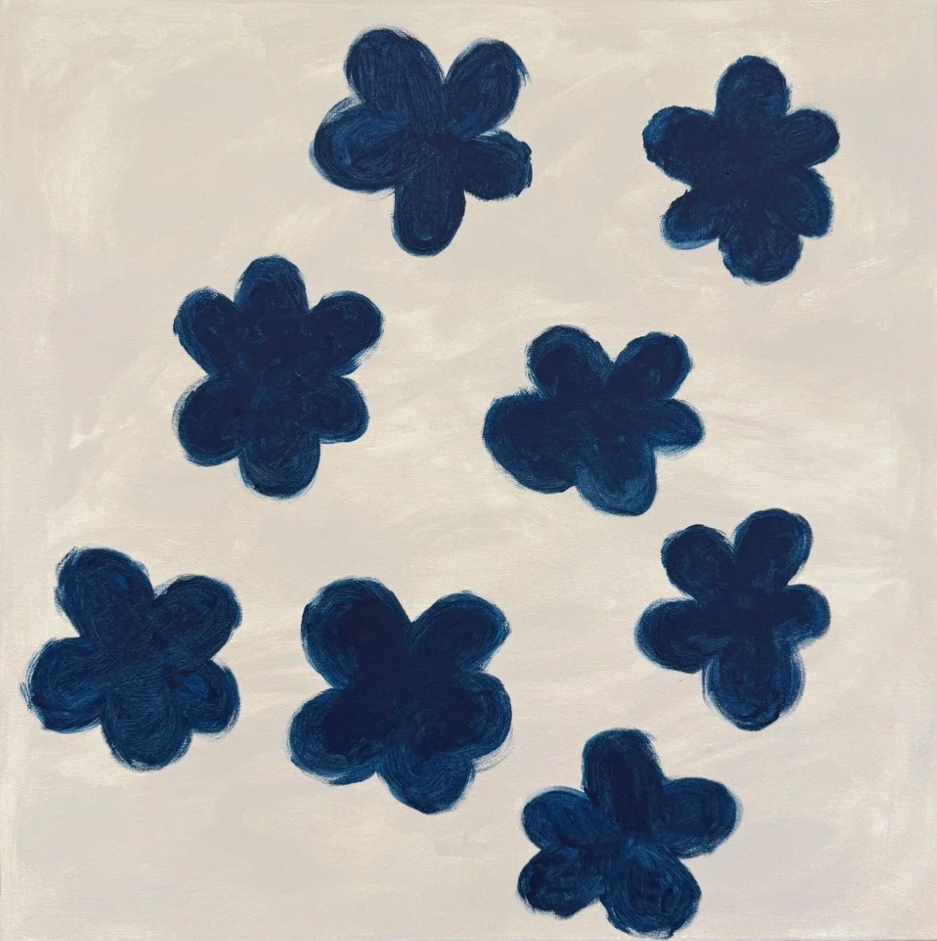 Саша Робинсон (Картина, живопись - 
                  60 x 60 см) Синие цветы в спокойном пространстве