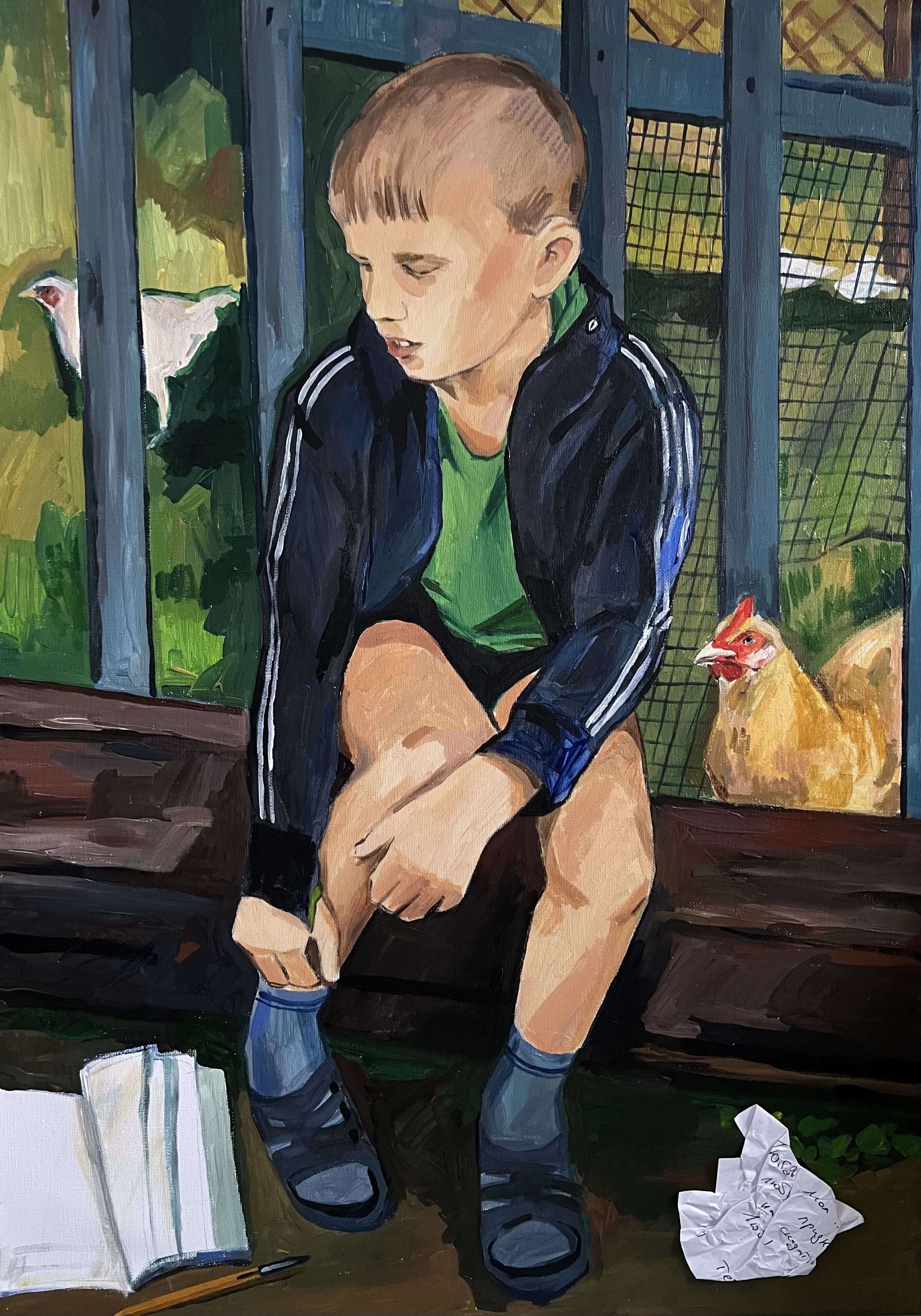 Лена Запрудских (Картина, живопись - 
                  50 x 70 см) Первый стих комом