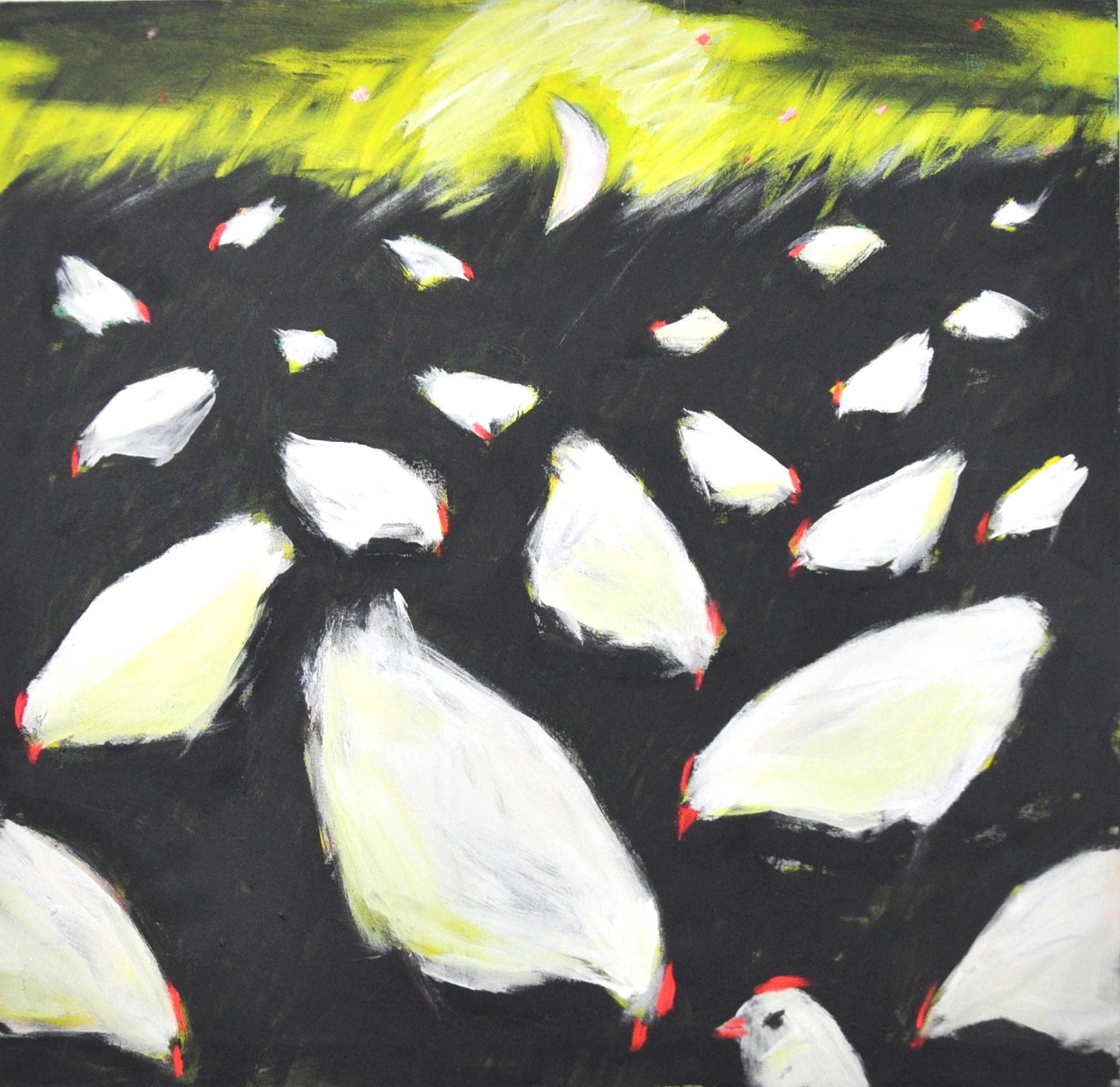 Любовь Лисицына (Картина, живопись - 
                  90 x 90 см) Курочки апокалипсиса