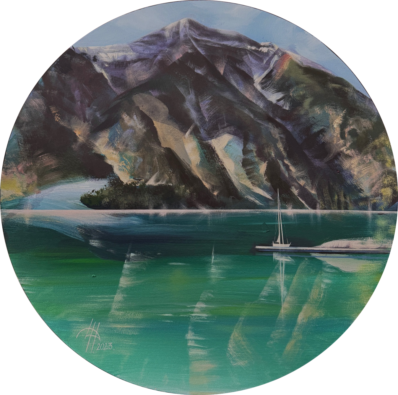 Динара Хёртнагль (Картина, живопись - 
                  50 x 50 см) Skylights. Weisses boot (белая лодка)