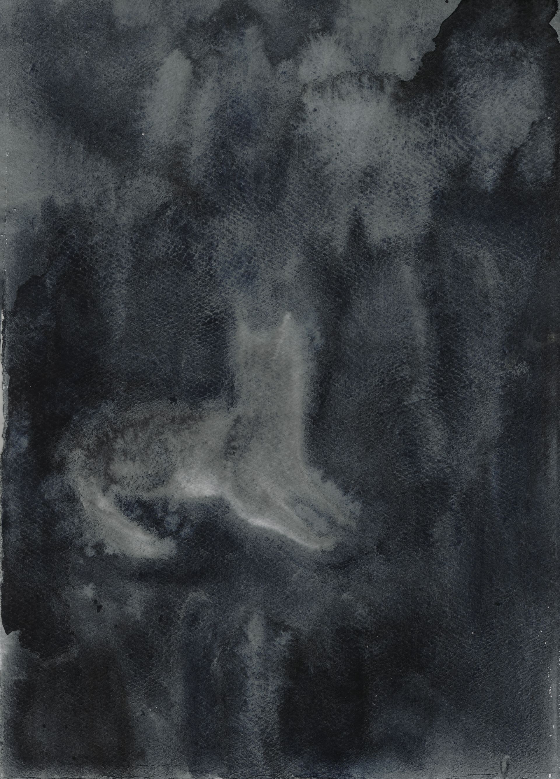 Оля Душкина (Авторская графика - 
                  21 x 29.7 см) Чёрная собака в тёмной комнате