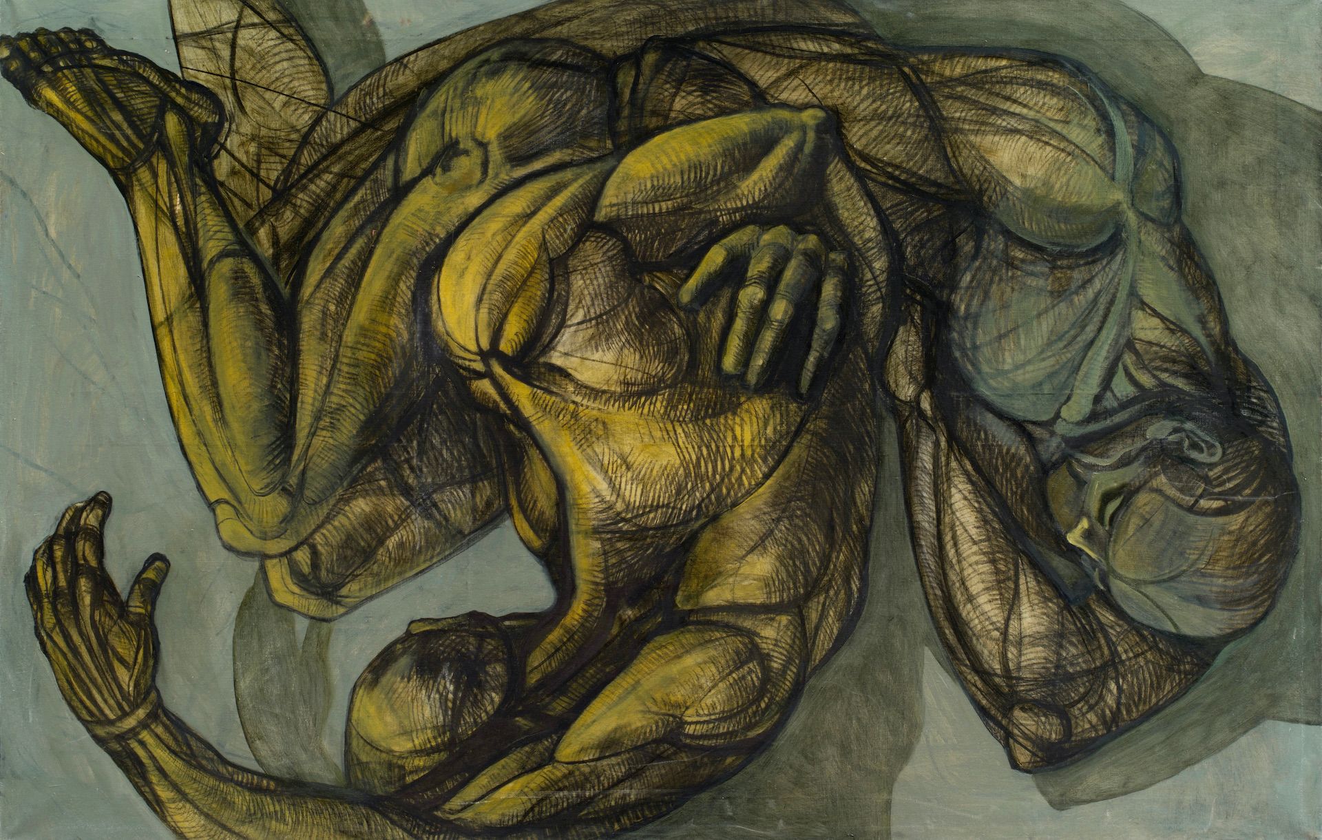 Лиза Бородинова (Картина, живопись - 
                  140 x 90 см) Борьба или Объятия