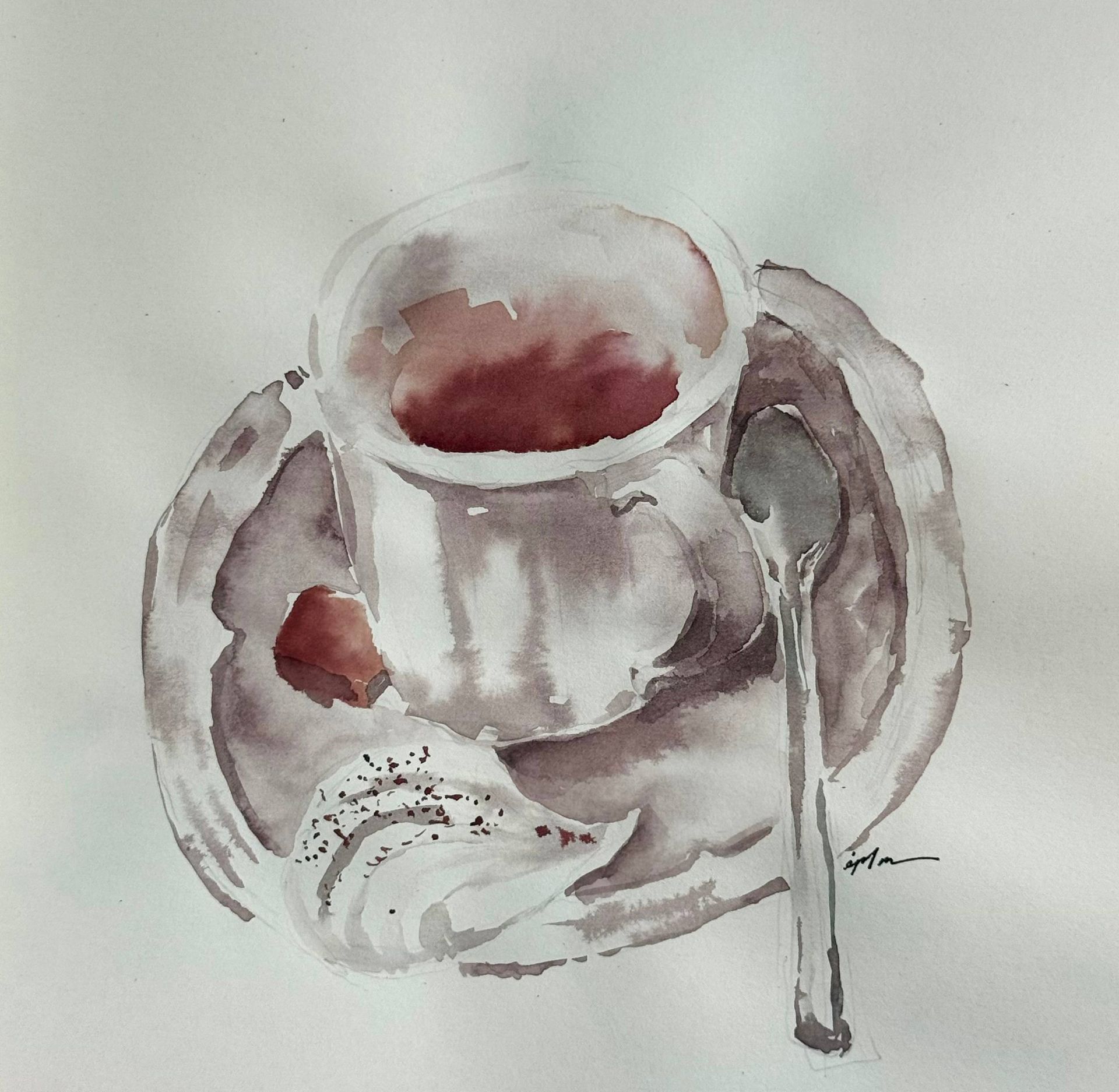 Виктория Зарецкая (embrassé par la muse) (Авторская графика - 
                  21 x 29.7 см) Чаепитие