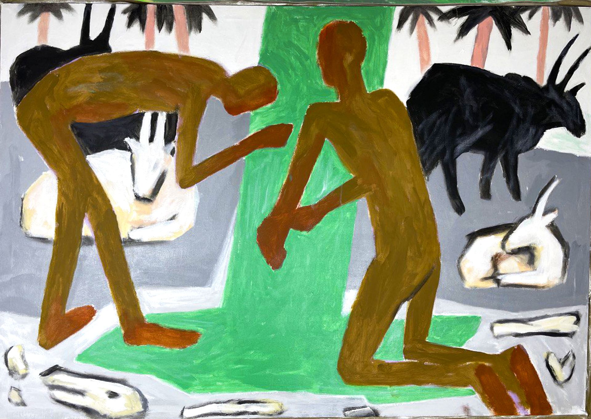 Любовь Лисицына (Картина, живопись - 
                  170 x 120 см) Умывание мочой коровы