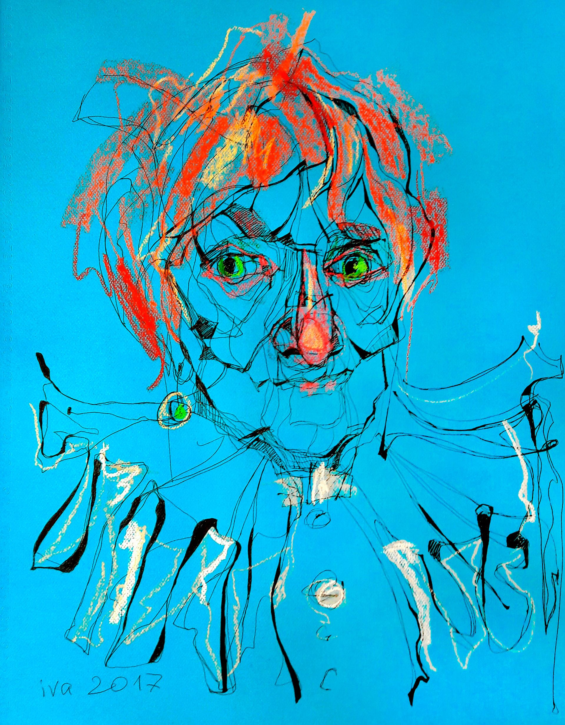 Татьяна Ивченкова (Авторская графика - 
                  50 x 65 см) Рыжая дама