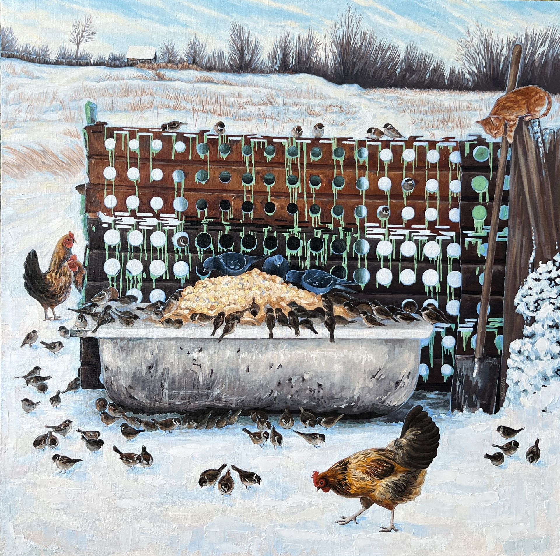 Дарья Палагина (Картина, живопись - 
                  80 x 80 см) Сплетник