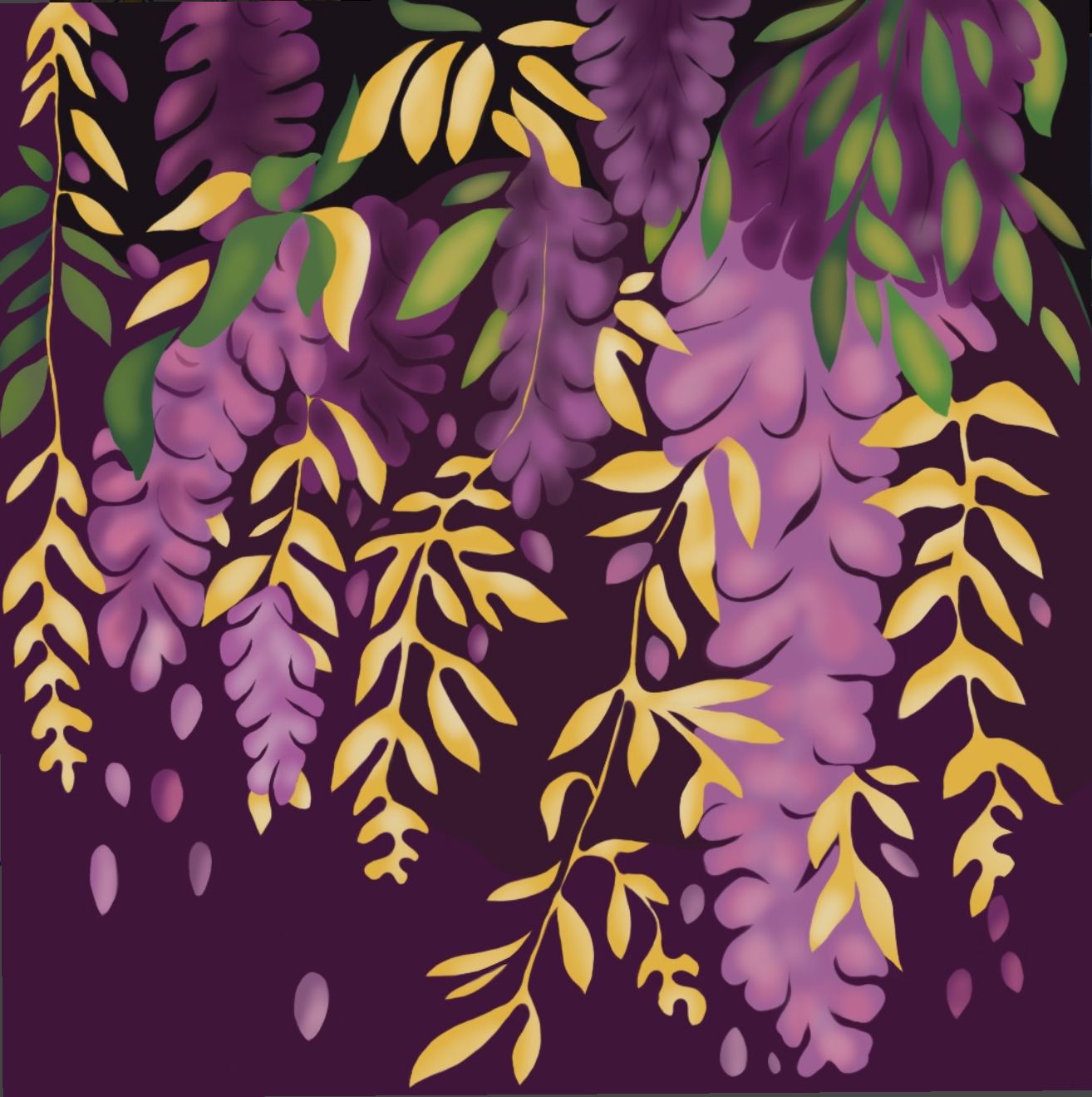 Нина Цориева (Картина, живопись - 
                  70 x 70 см) Глициния