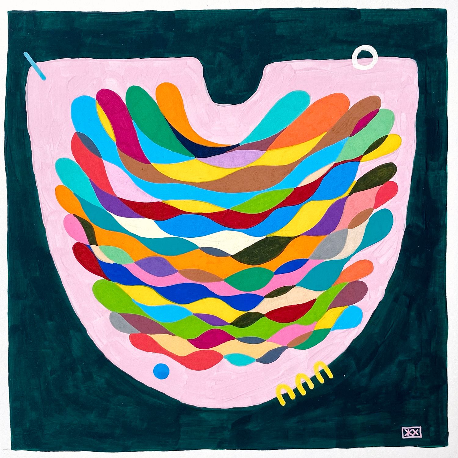 Женя Хитрова (Авторская графика - 
                  26 x 26 см) Изумрудно-Розовое