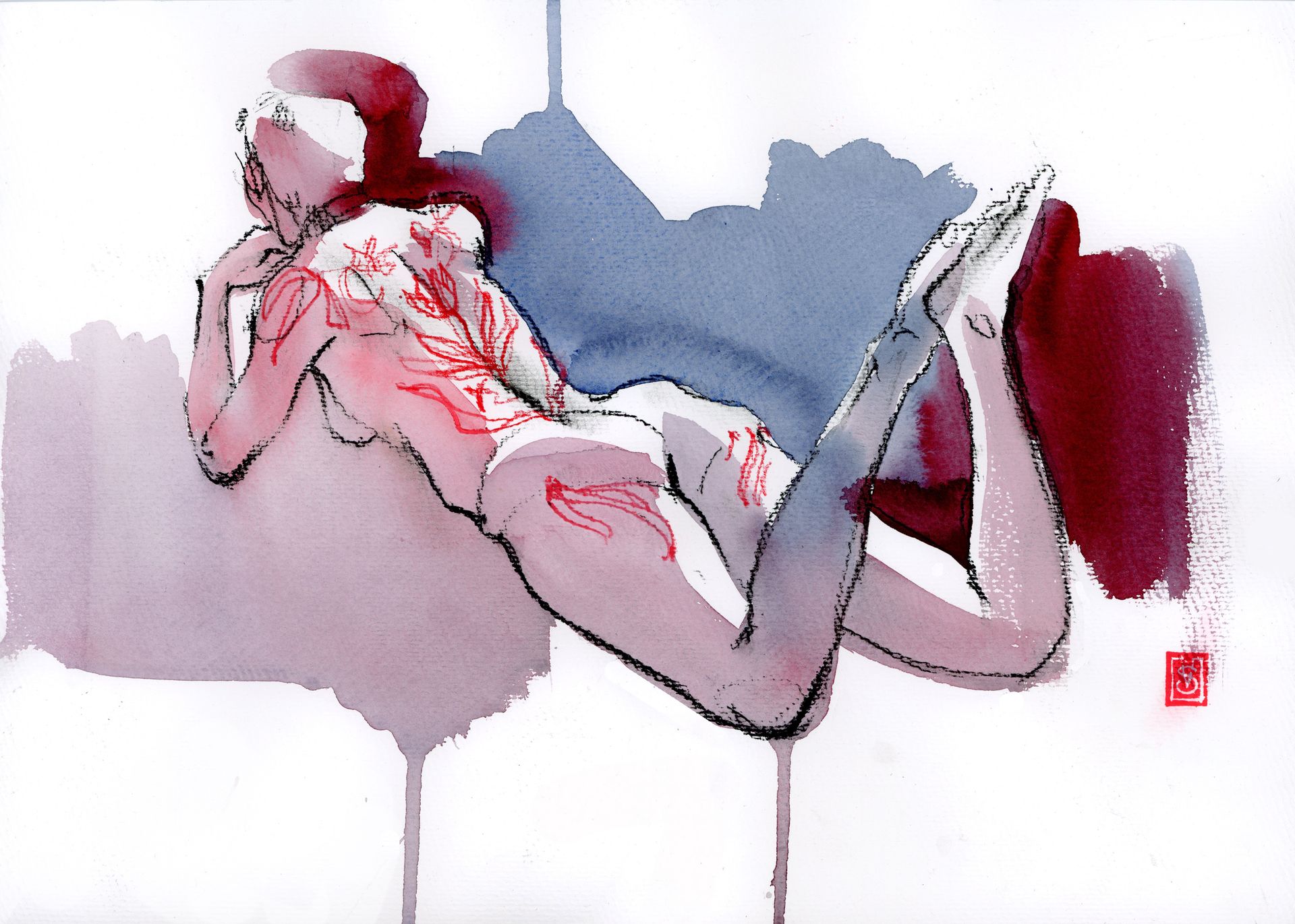 Виктория Севастьянова (Авторская графика - 
                  39 x 27 см) Nude life drawing 078