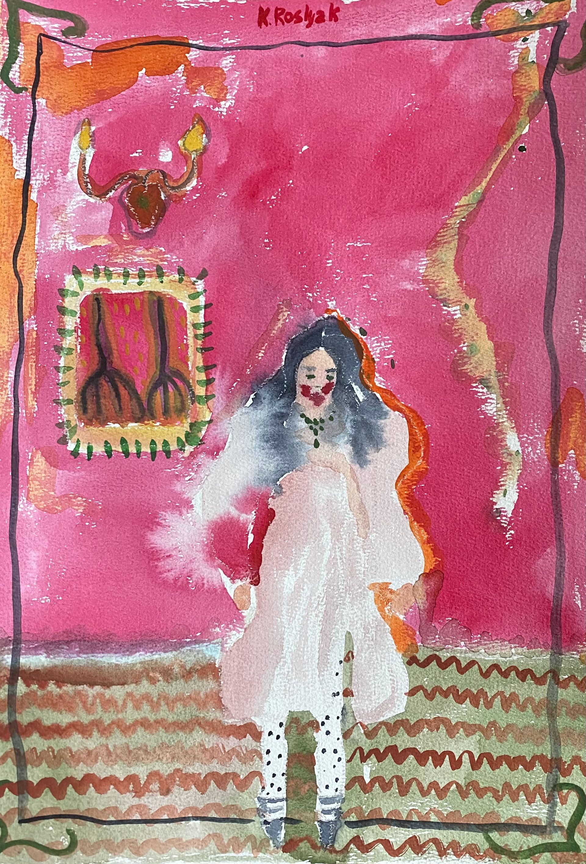 Каролина Росляк (Авторская графика - 
                  27 x 39 см) Розовое