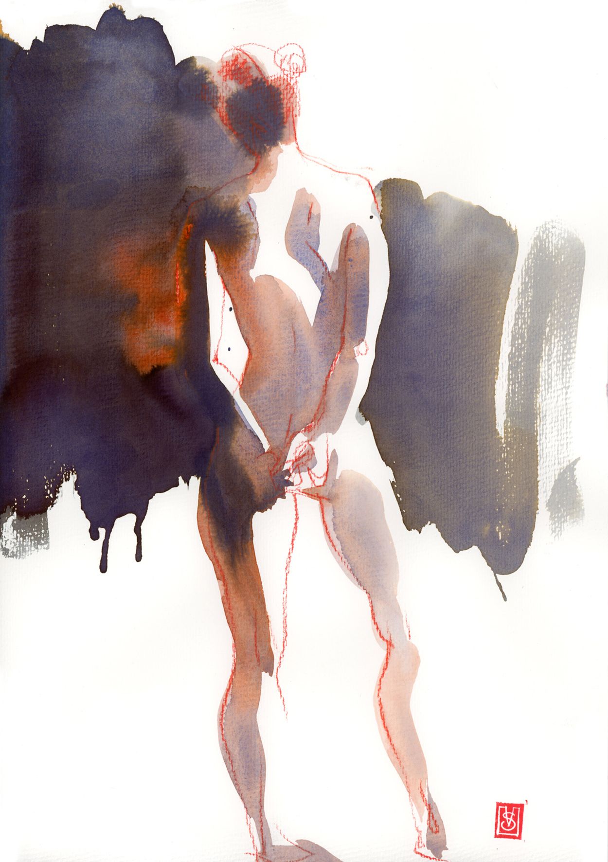Виктория Севастьянова (Авторская графика - 
                  28 x 38 см) Nude life drawing 016