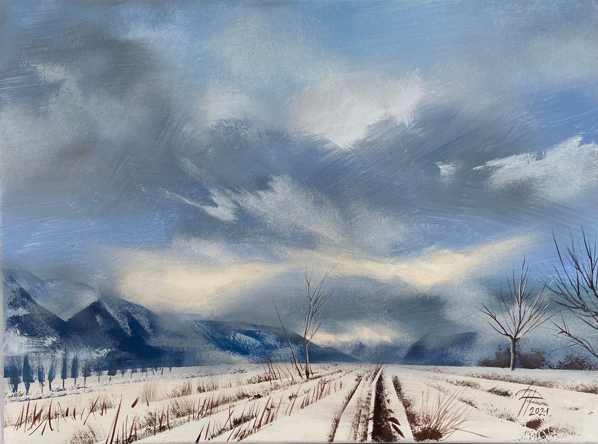 Динара Хёртнагль (Картина, живопись - 
                  40 x 30 см) Зима в Тироле 