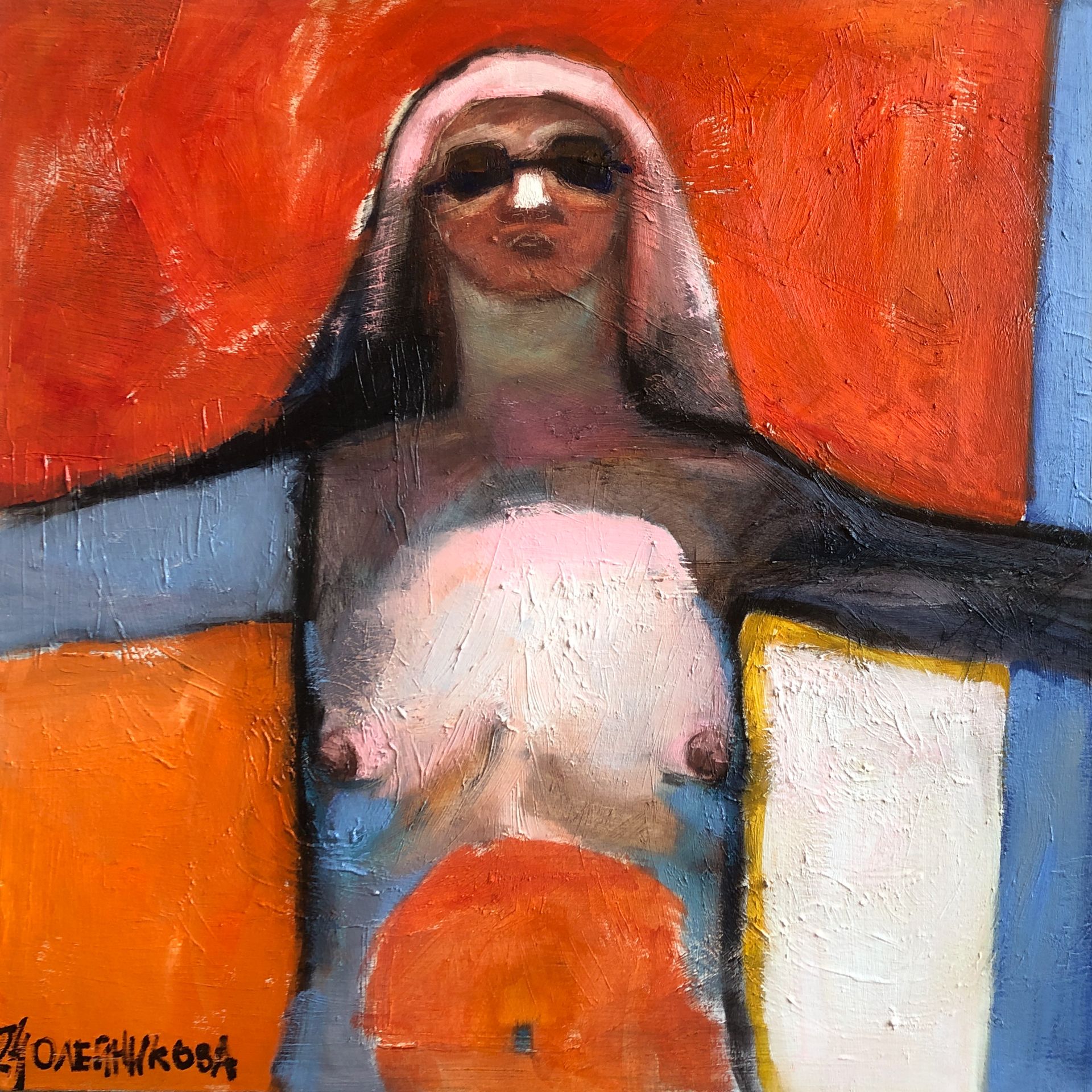 Лера Олейникова (Картина, живопись - 
                  60 x 60 см) Пляж 3