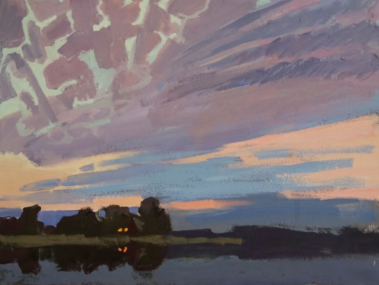 Ольга Семченко (Авторская графика - 
                  44 x 33 см) Белые ночи на Академической даче