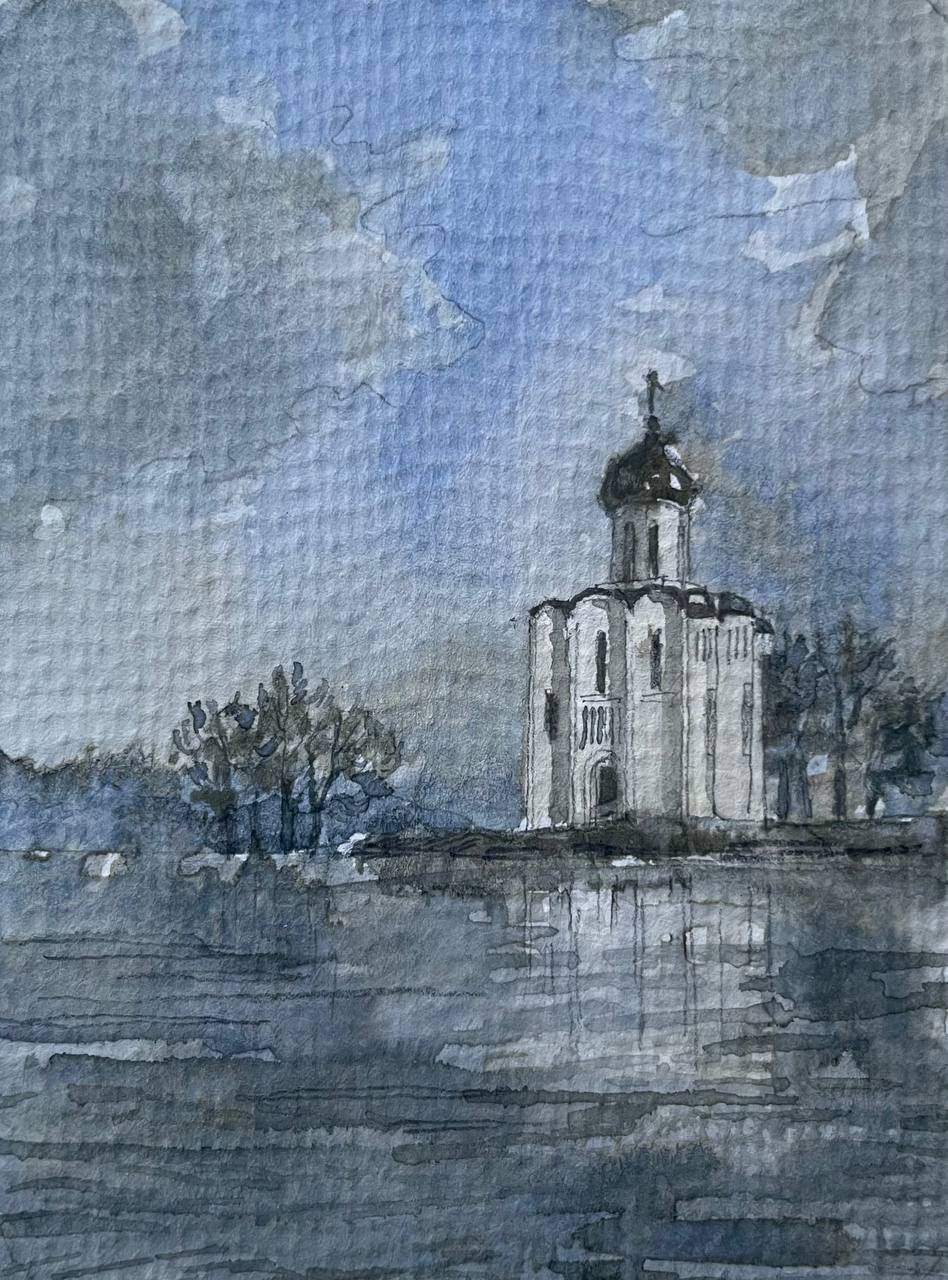 Кристина Ларина (Авторская графика - 
                  11 x 15.5 см) На Нерли